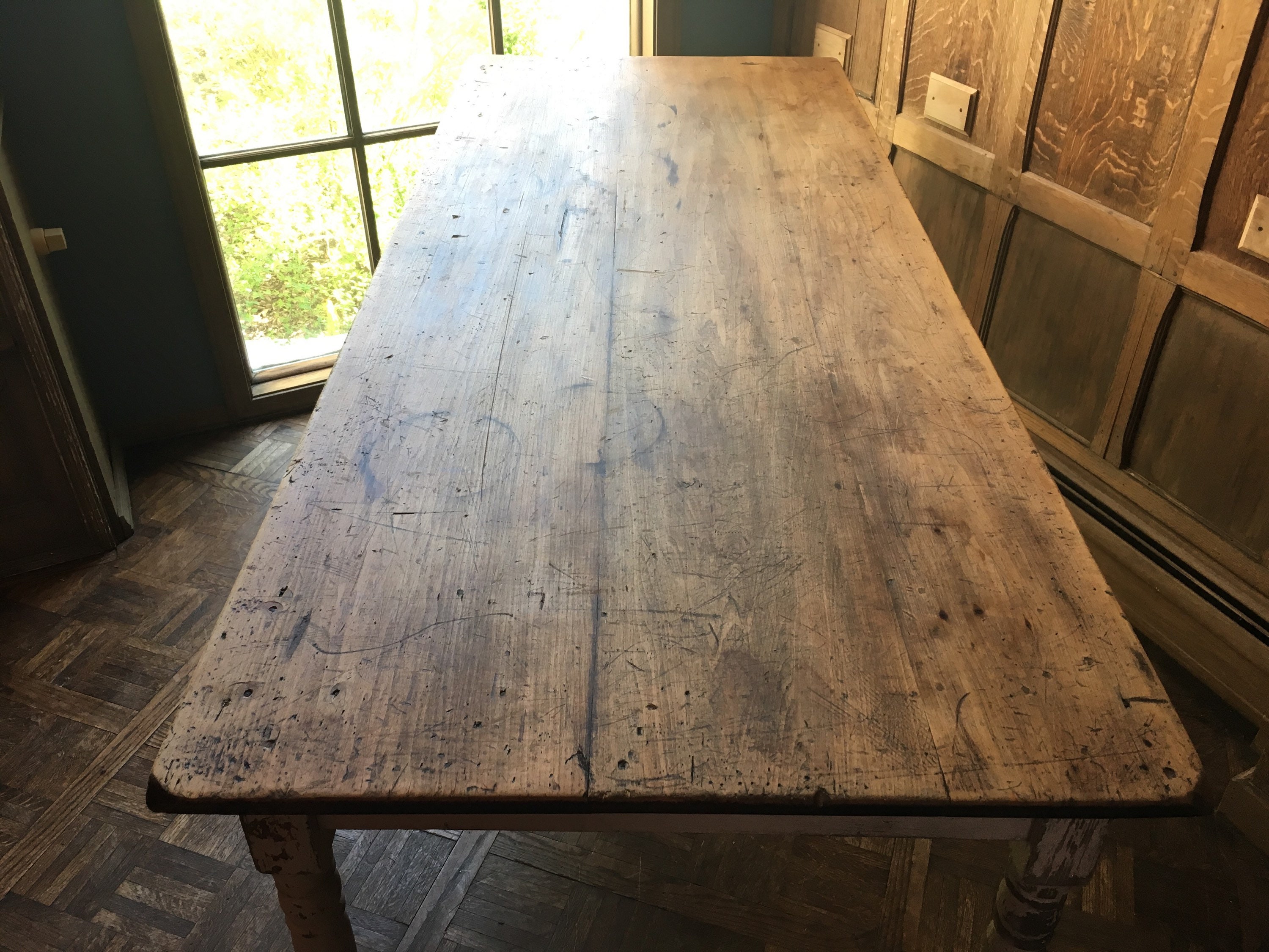 antique ivory farmhouse kitchen table