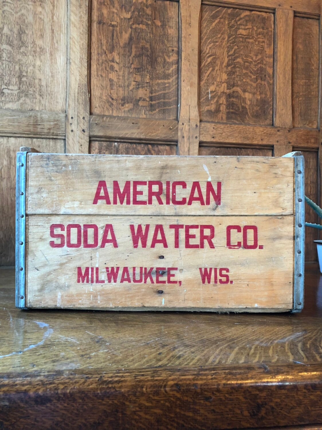 Vintage Wood Crate, American Soda Water Co, Milwaukee