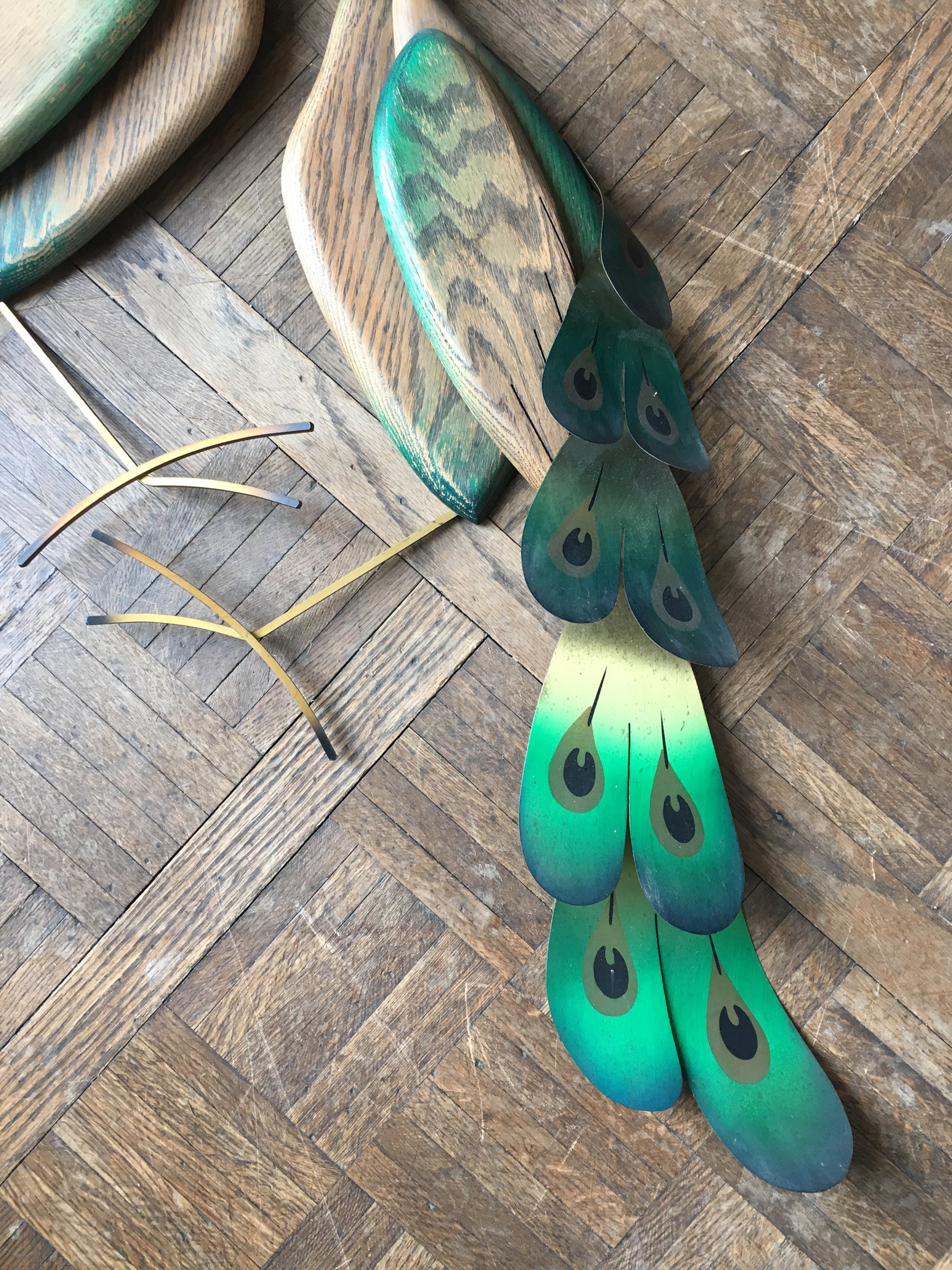 Pair of Midcentury Peacock Wall Decor, 1960s Peacock Wall ...