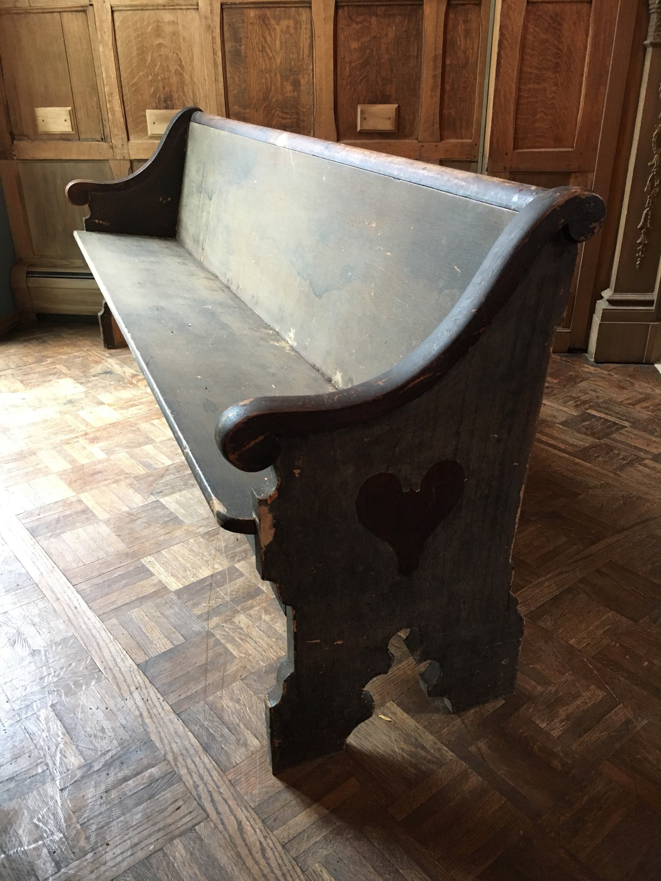 Antique Church Pew Bench, Farmhouse Bench, Entryway Bench, Wooden