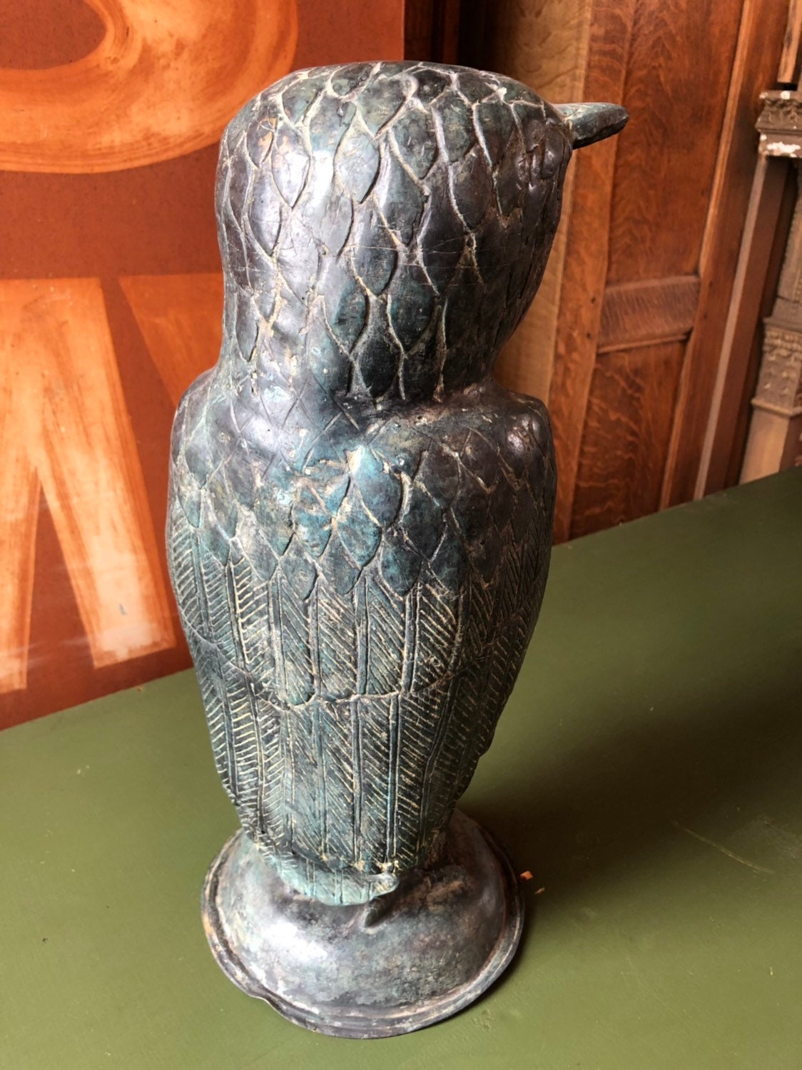 RESERVED Vintage Brass Owl Statue, Large Brass Owl, Outdoor Garden