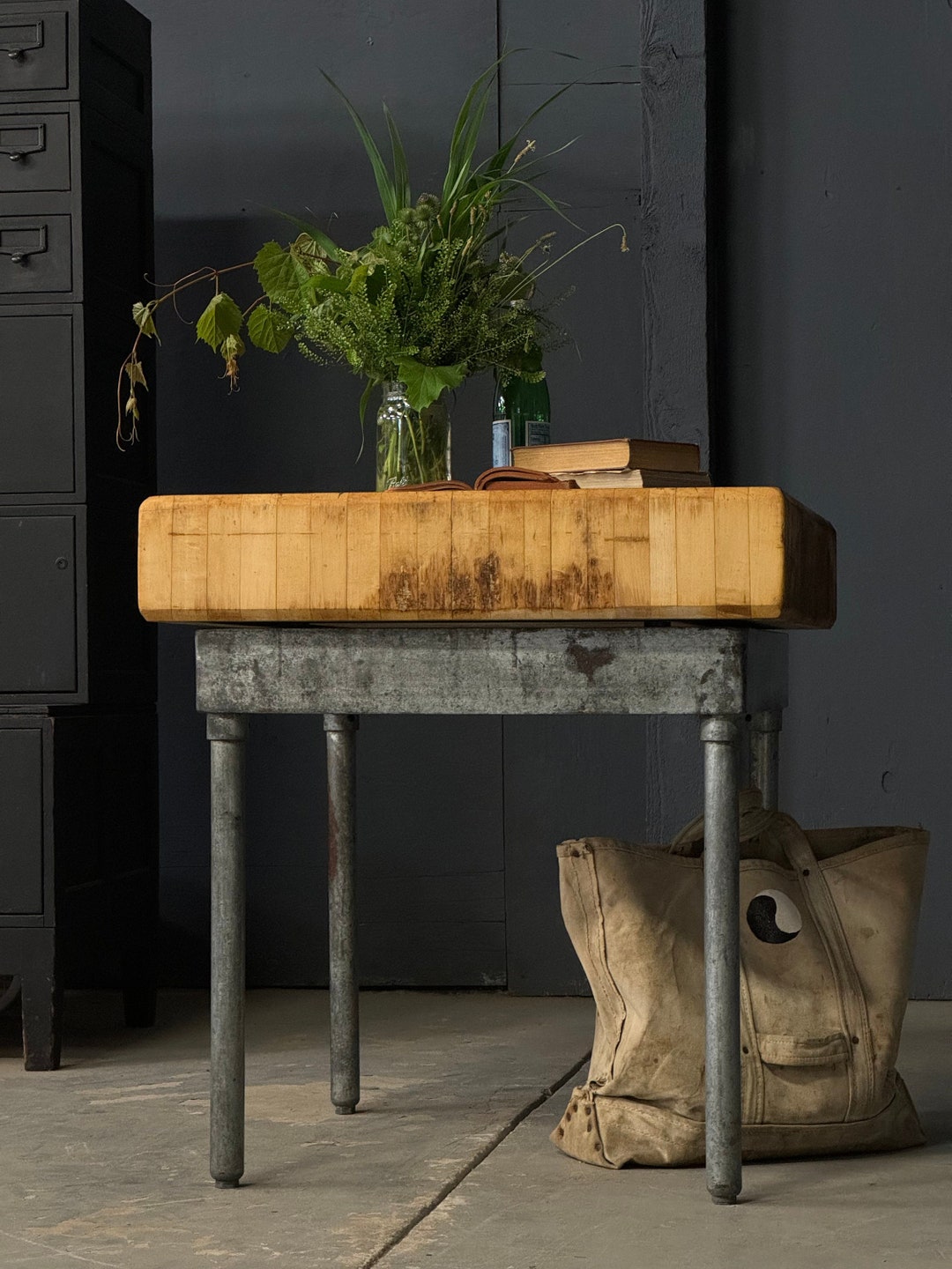 Antique Butcher Block, Butcher Block Island, Bakers Table, Square ...