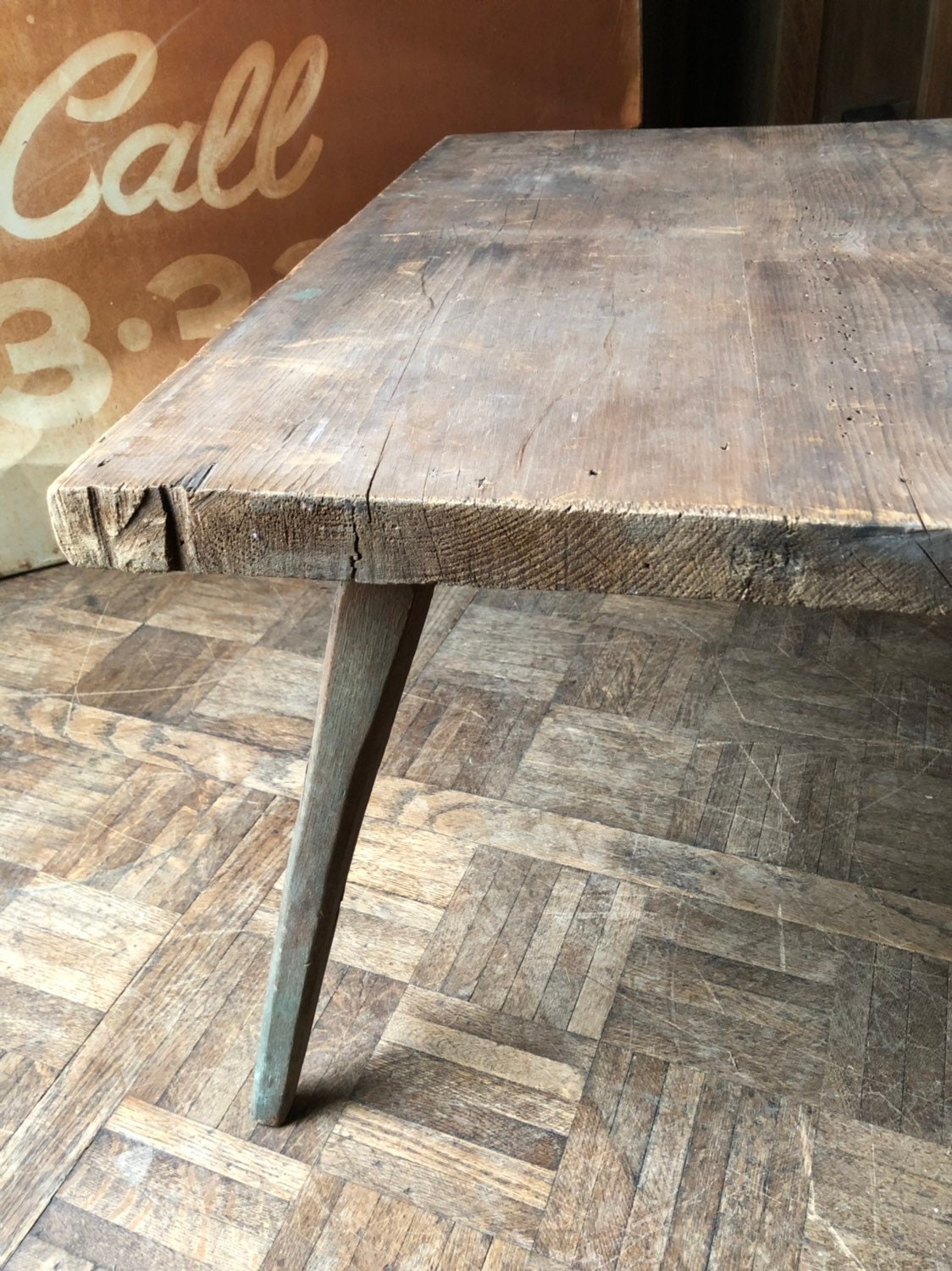 RESERVED Antique Primitive Coffee Table, Staked Table, Primitive Wood