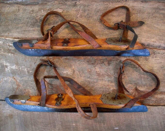 Vintage Wood Ice Skates Antique Wooden Skates Ice Hockey - Etsy