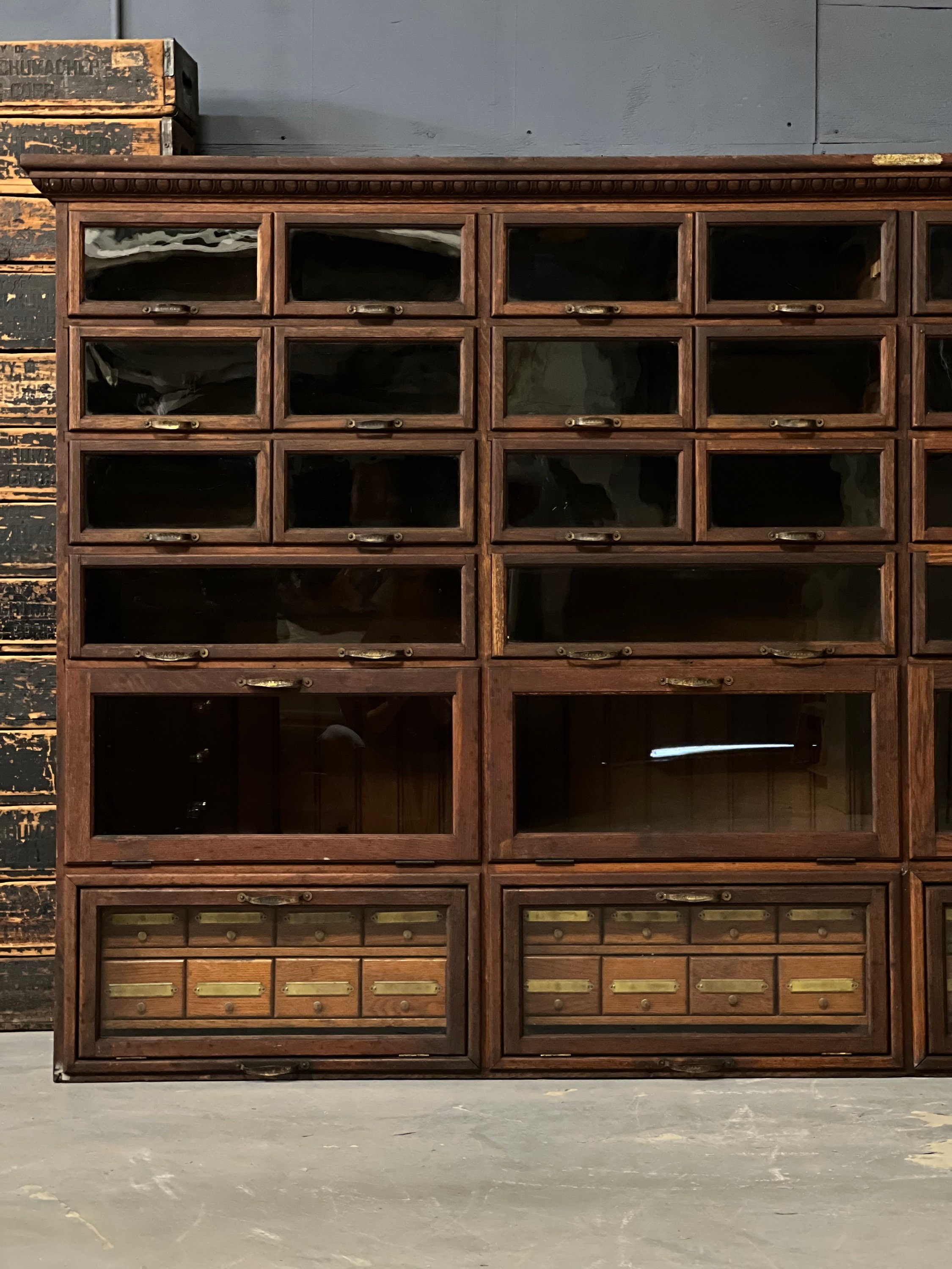 LARGE Antique Apothecary Oak General Store Antique