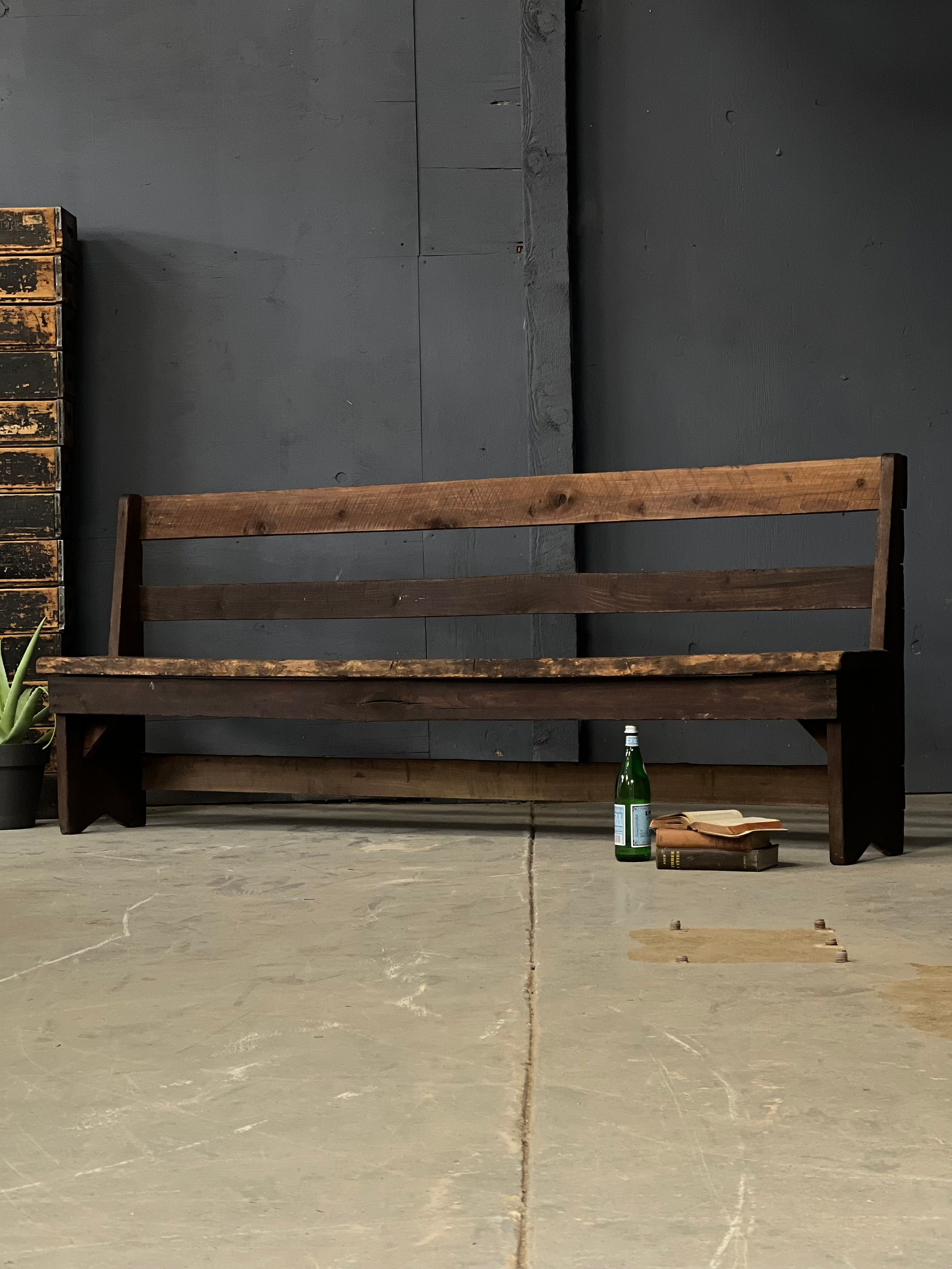 Antique Primitive Bench, Long Weathered Farmhouse Bench, Entryway Bench