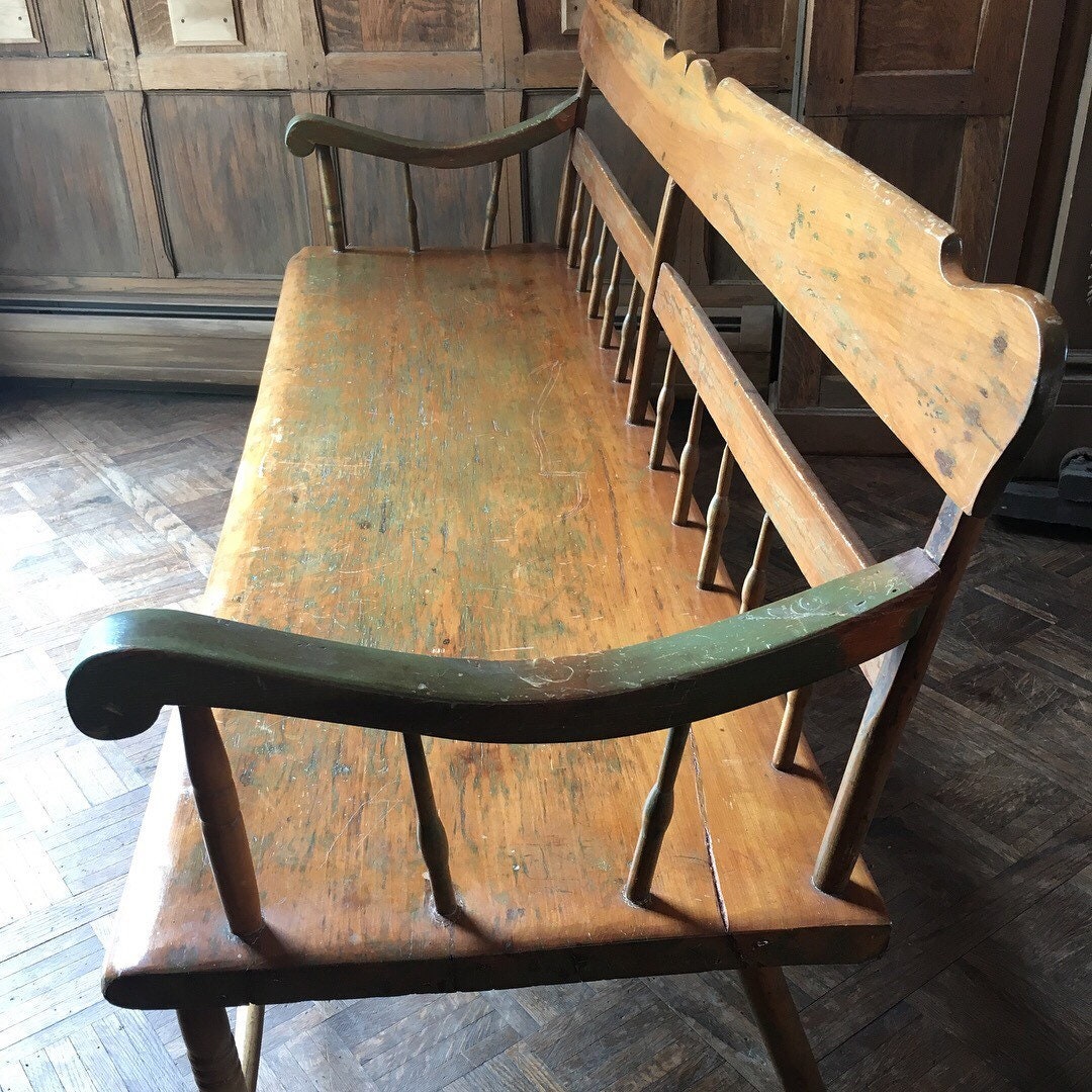 Antique Primitive Bench, Wooden Entryway Bench Seating, Rustic
