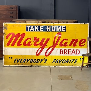 Large Mary Jane Bread Sign, Bread Advertising Steel Sign, Advertising Billboard, Kitchen Sign