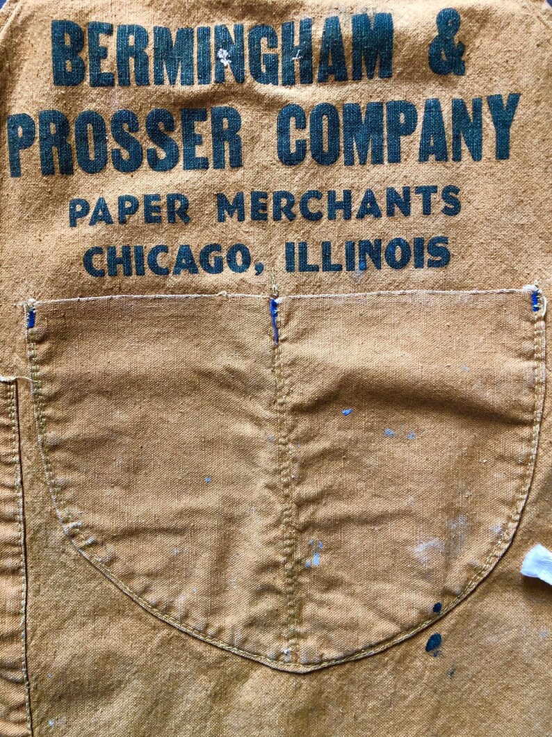 Bermingham /& Prosser Company Paper Merchants Illinois Chicago Canvas Shop Apron Hardware Store Advertising Apron