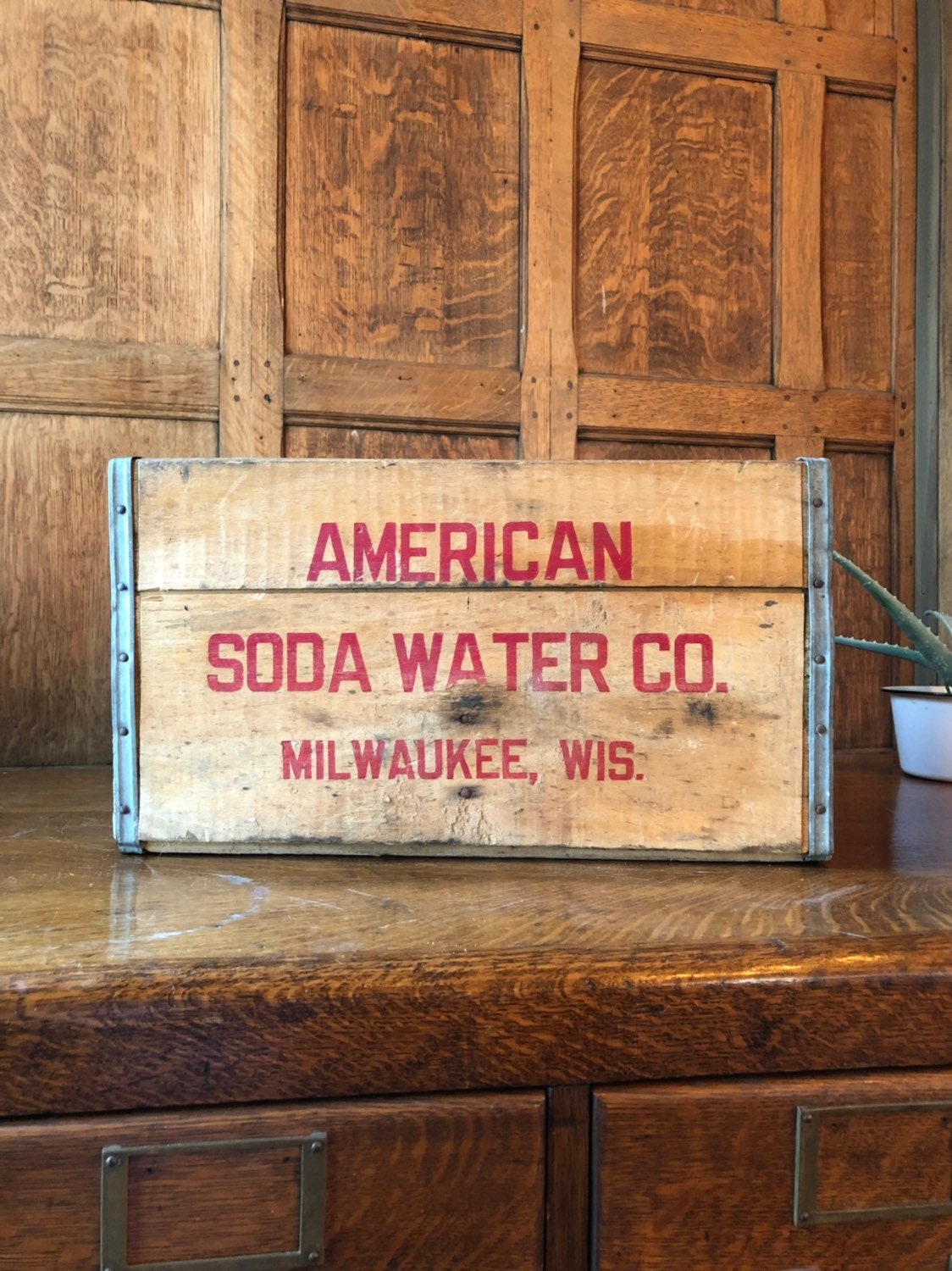 Vintage American Soda Water Crate, Vintage Wood Crate