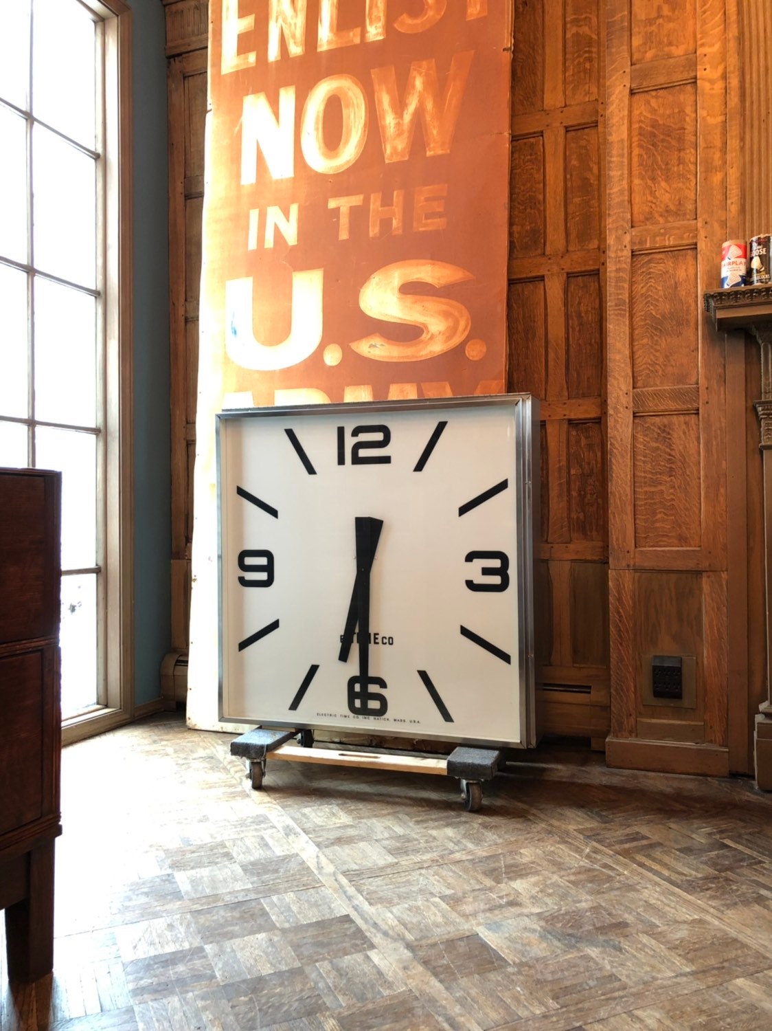 Giant Vintage Gymnasium Clock, Light Up Clock, Large Wall Clock, Clock