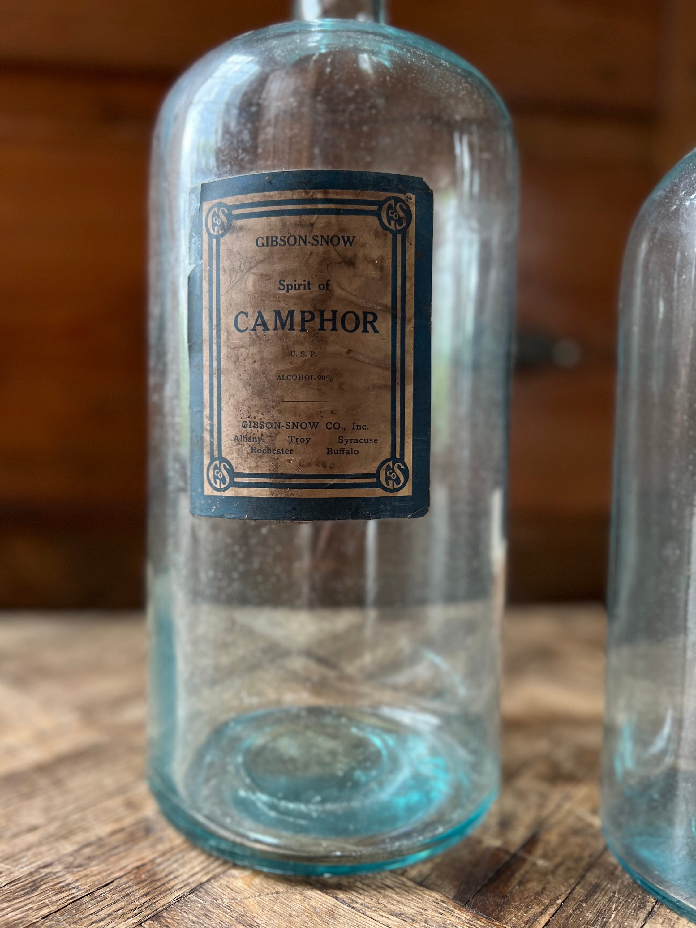 LARGE Antique Apothecary Jars, Pair Of Blue Glass Apothecary Jars, 1