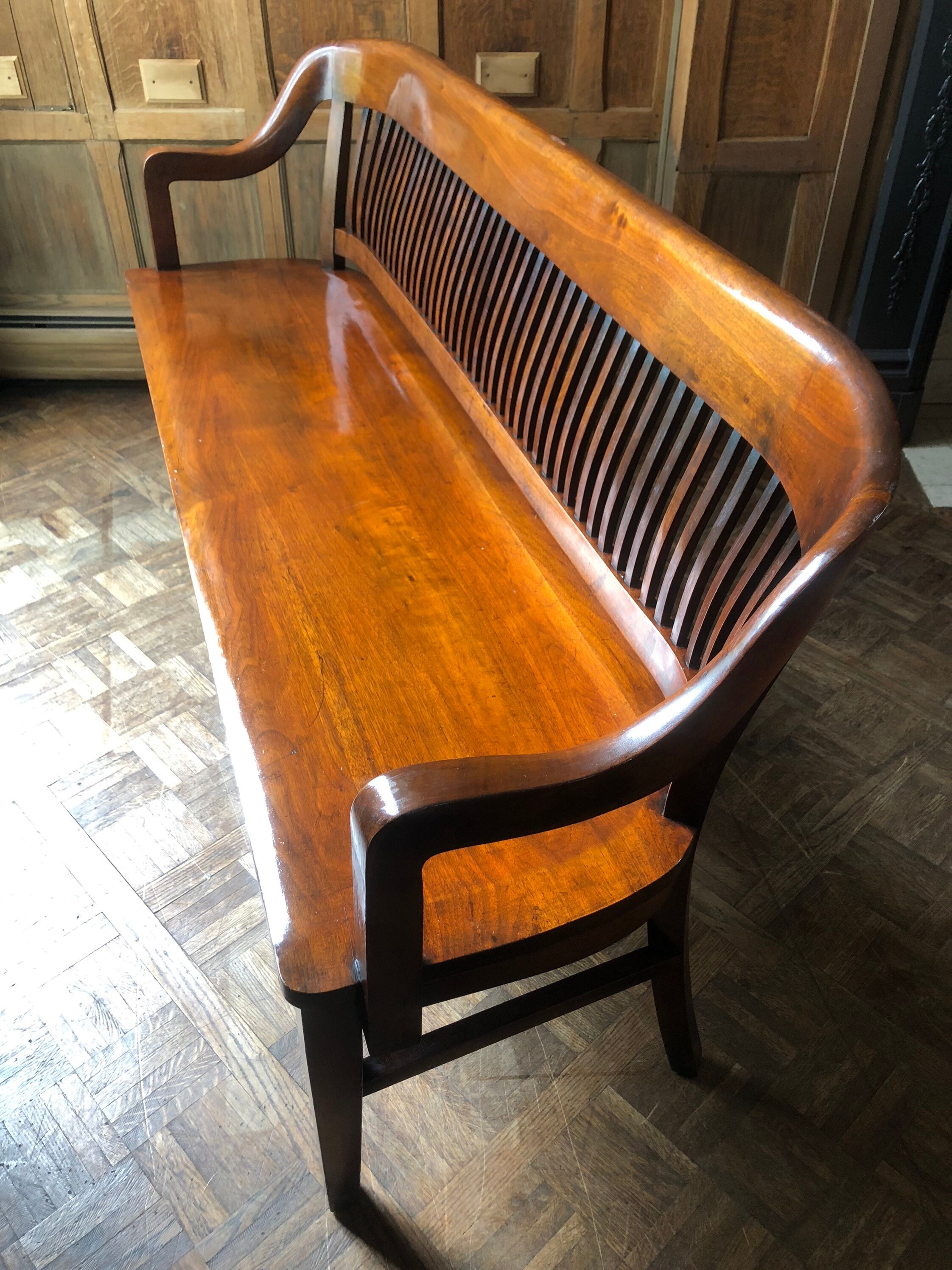 Antique Wood Bench, 1920s Oak Deacons Bench, Wood Entryway Bench ...