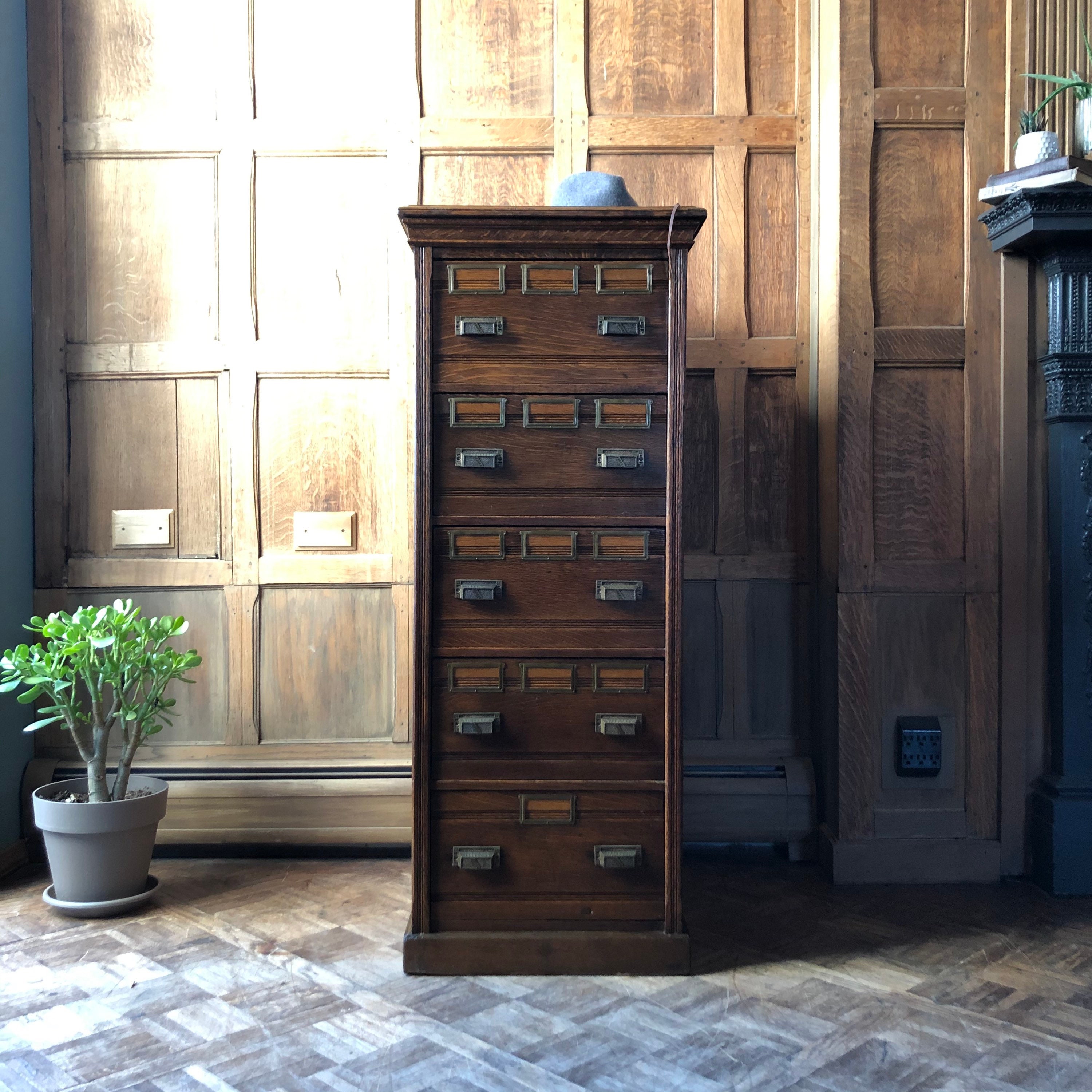 Antique Oak File Multi Drawer Unit, Apothecary