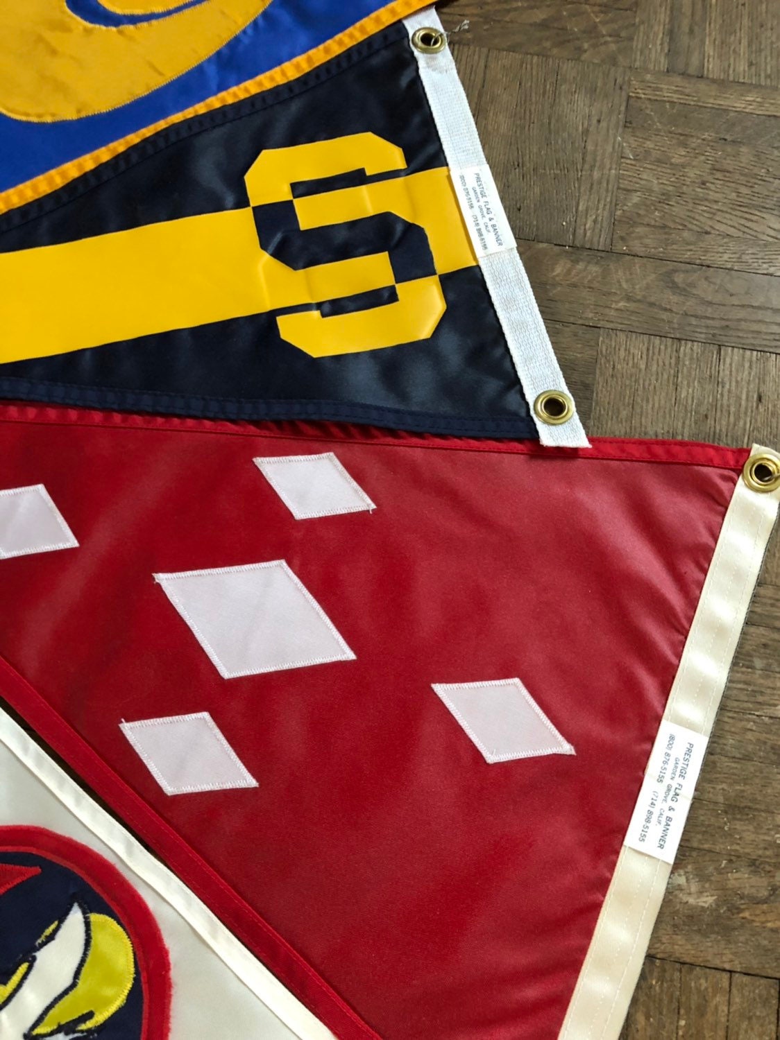 Vintage Yacht Flags, Lot Of 12 Boat Flags, Marina Flags, Burgees, Beach House Decor