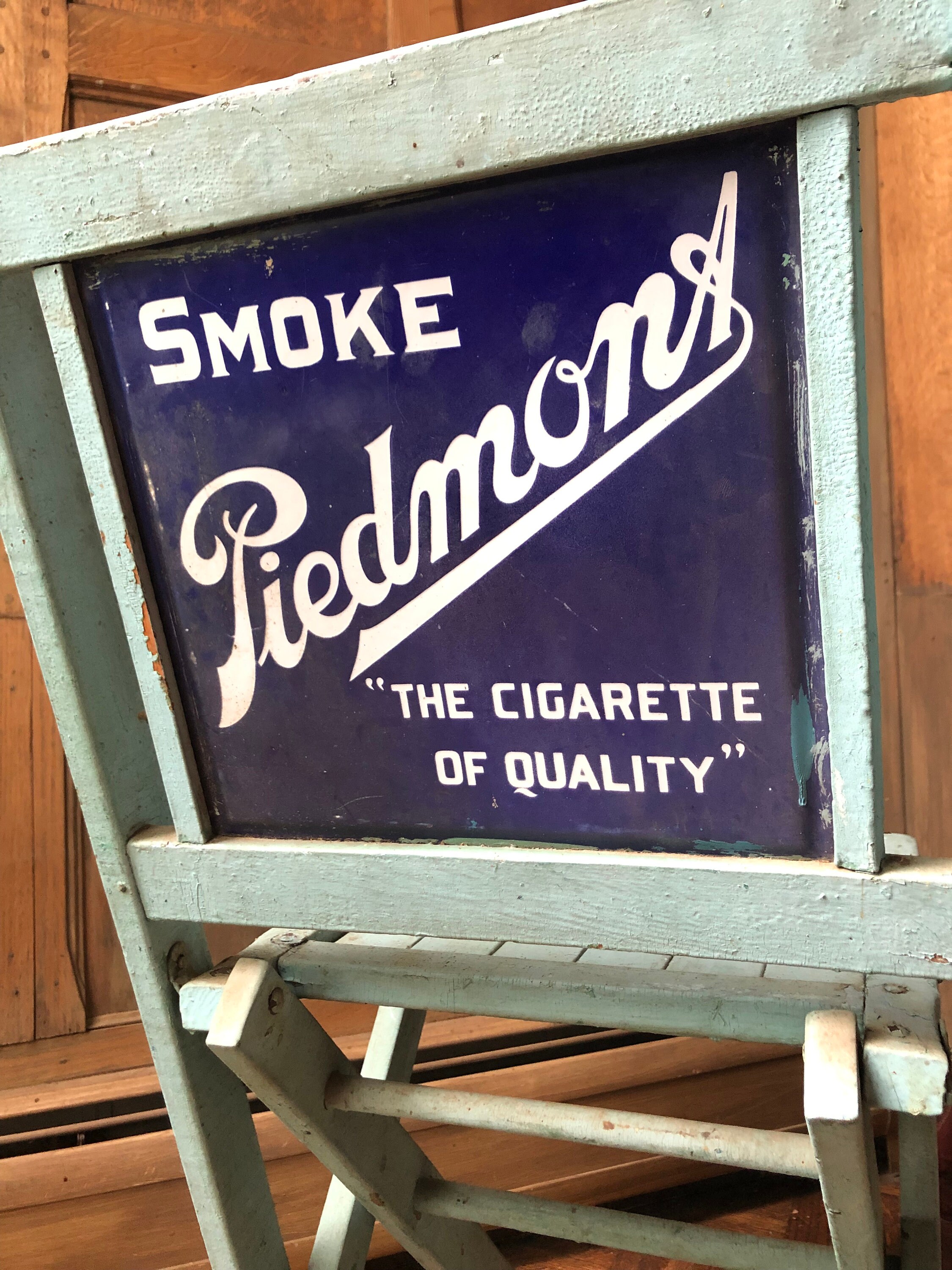 piedmont cigarette sign Antique Piedmont Cigarettes Porcelain Sign Advertising Chair