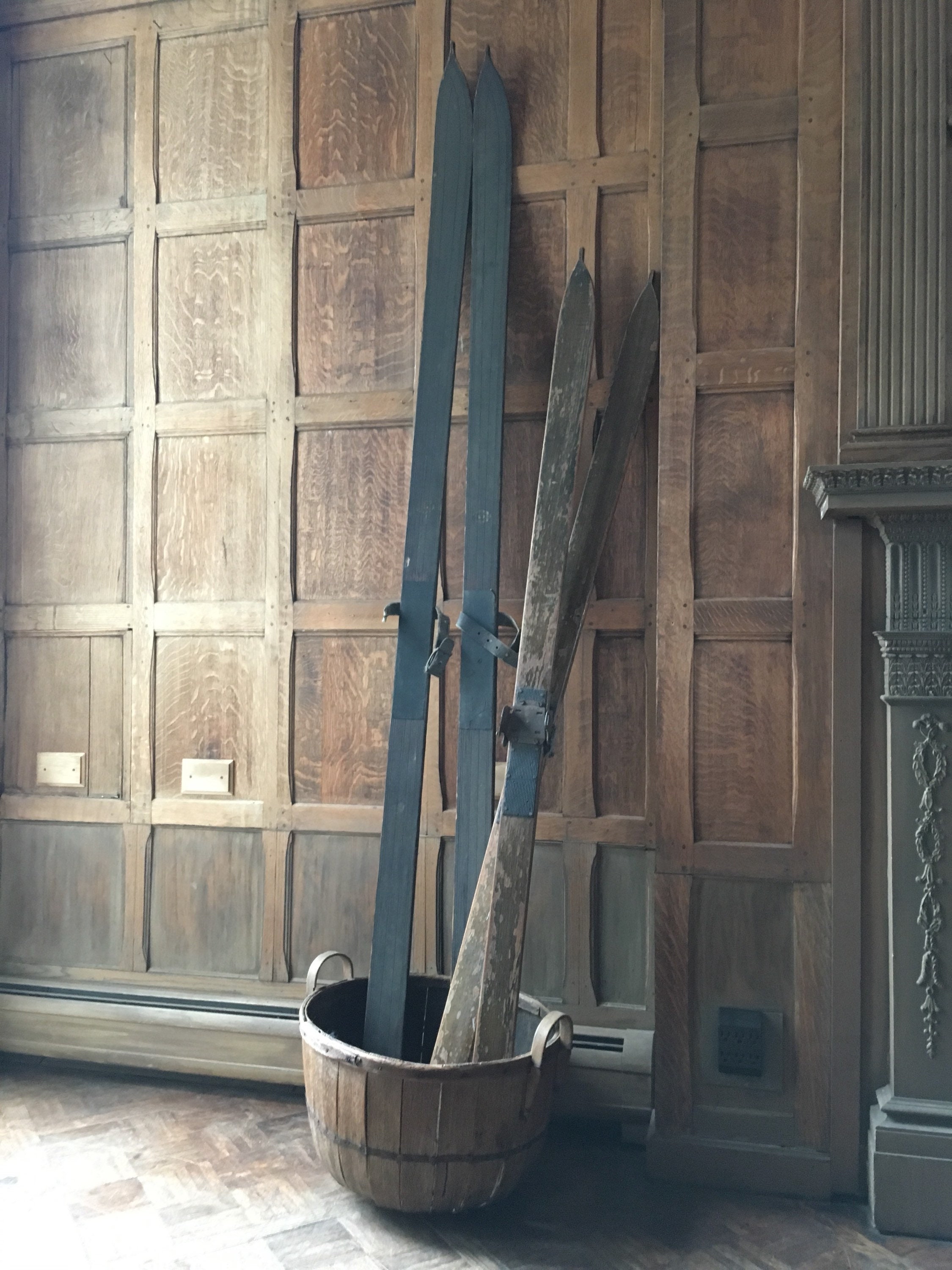 Vintage Wood Skis, Large Pair Of Wooden Downhill Skis, Rustic Cabin