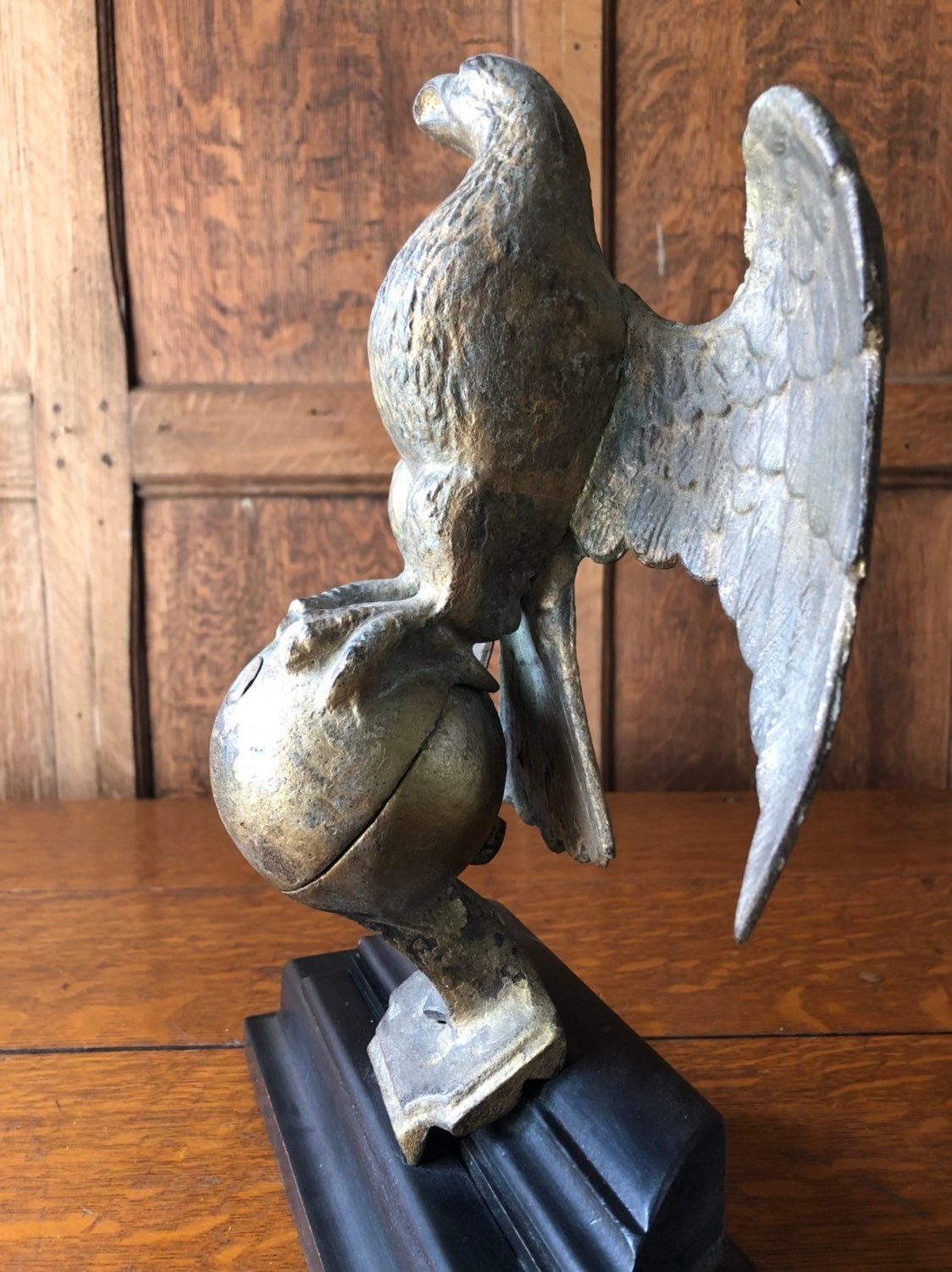 Antique Cast Iron Eagle Flag Pole Topper, Eagle Finial Statue, American