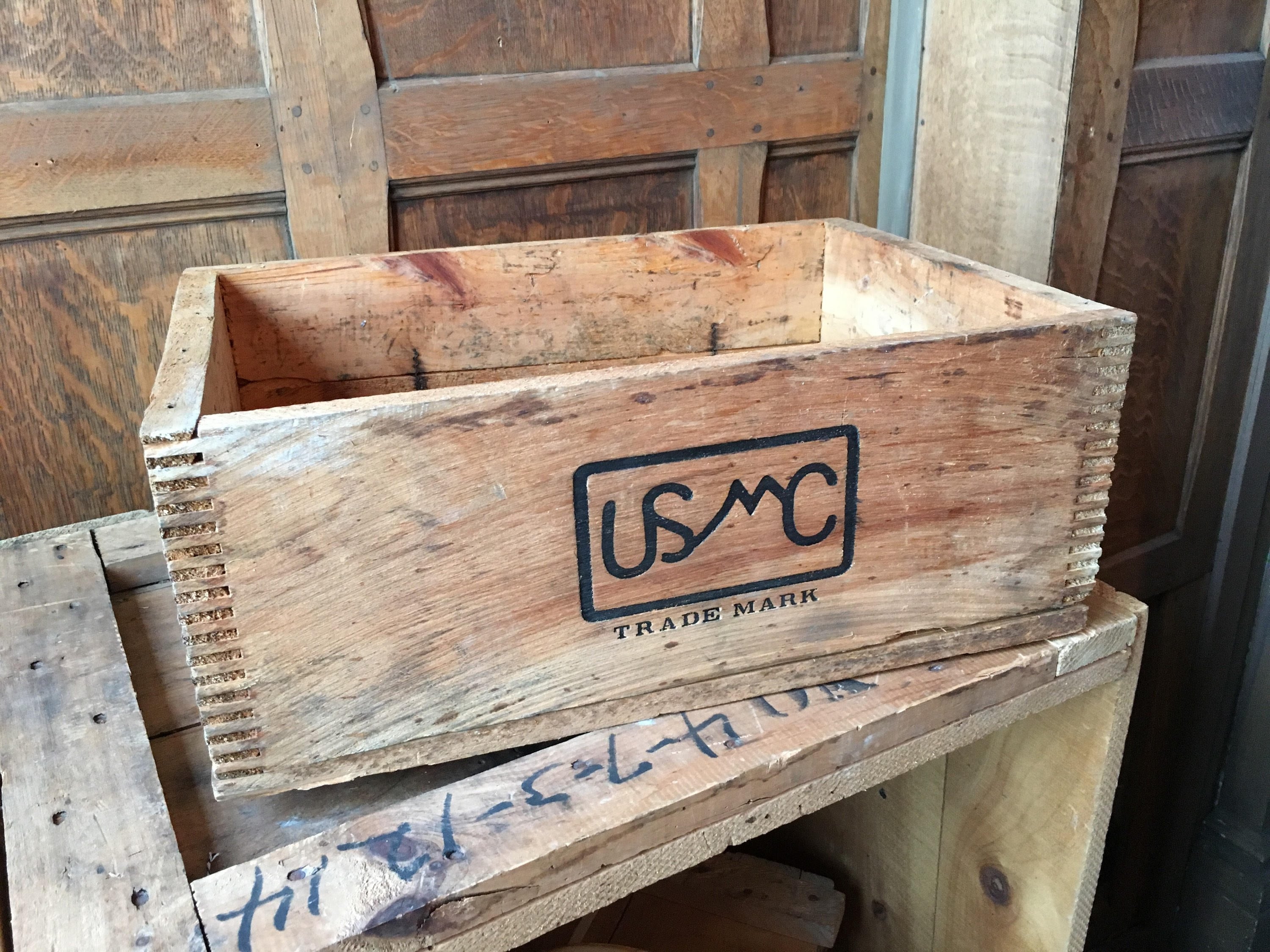 Vintage Wood Crate Usmc Shipping Crate Rustic Industrial Storage