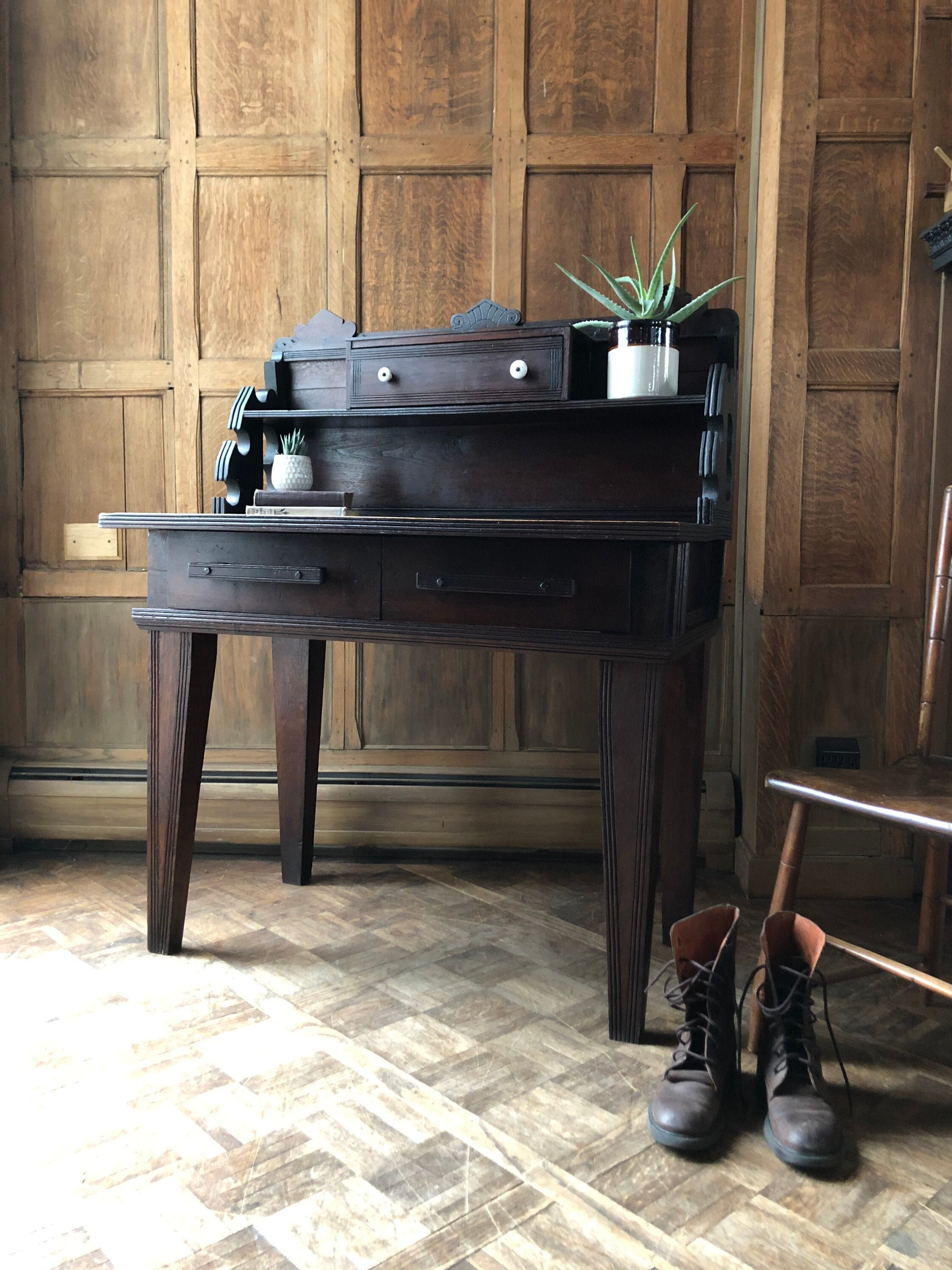 Antique Desk With Drawers, Primitive Wood Desk, Antique Handmade Desk, Primitive Side Table with