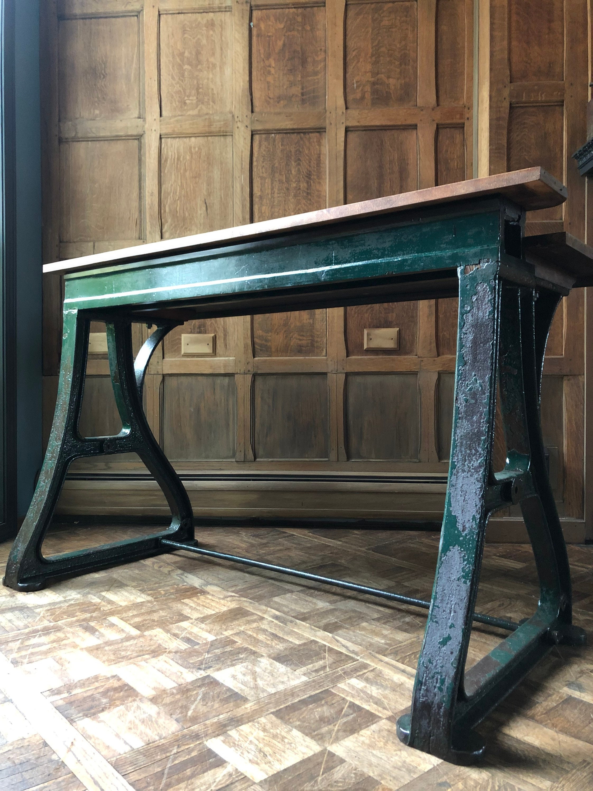 RESERVED Antique Industrial Desk, Cast Iron Leg Desk, HEAVY