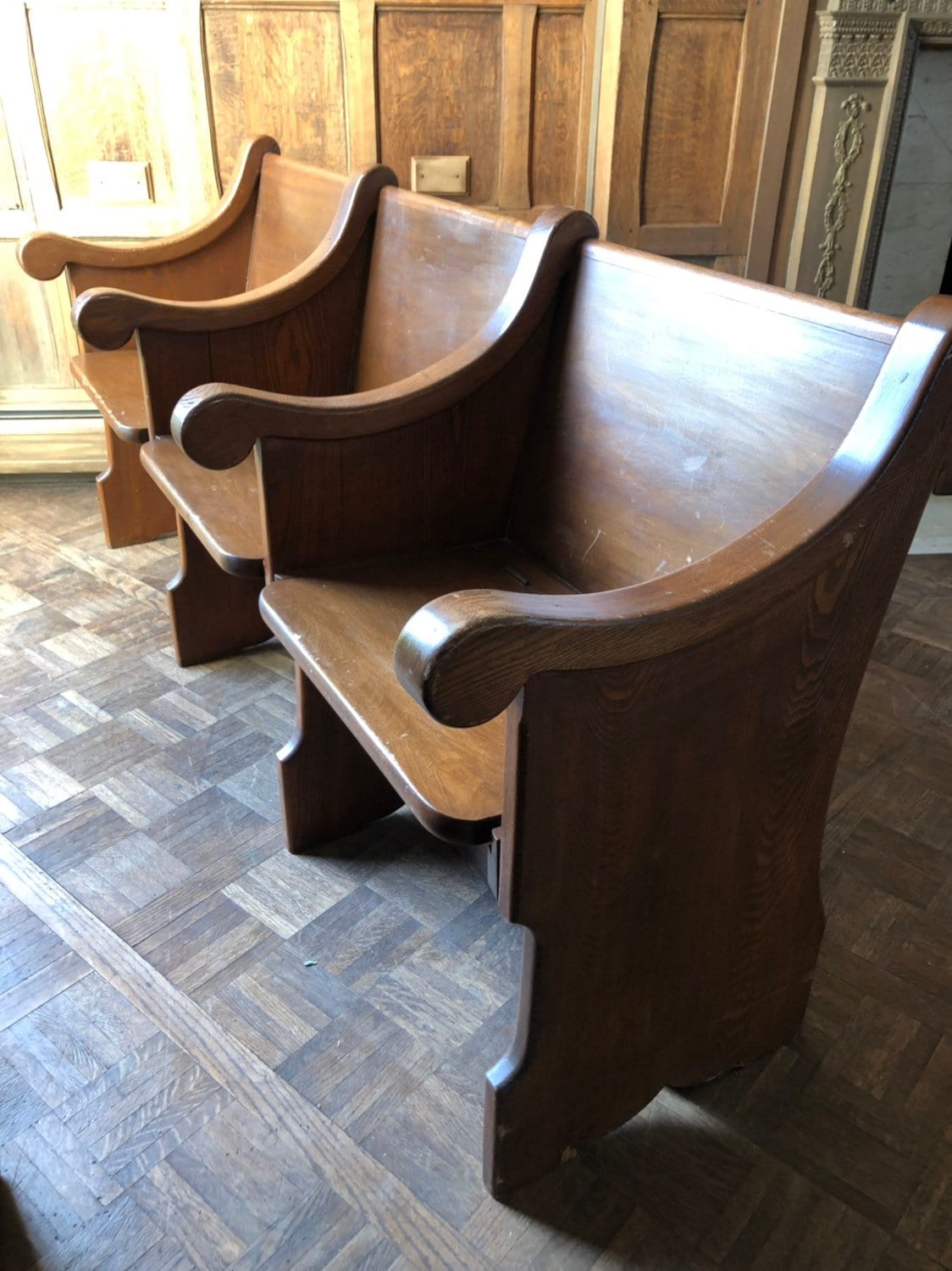 RESERVED Antique Church Pew Bench With Hidden Storage, Oak Farmhouse