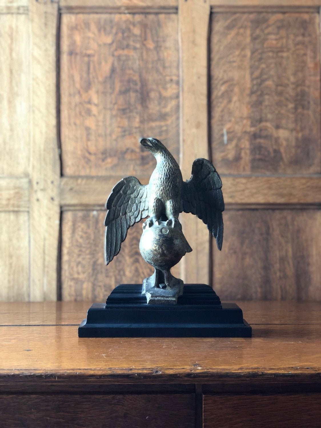 Antique Cast Iron Eagle Flag Pole Topper, Eagle Finial Statue, American