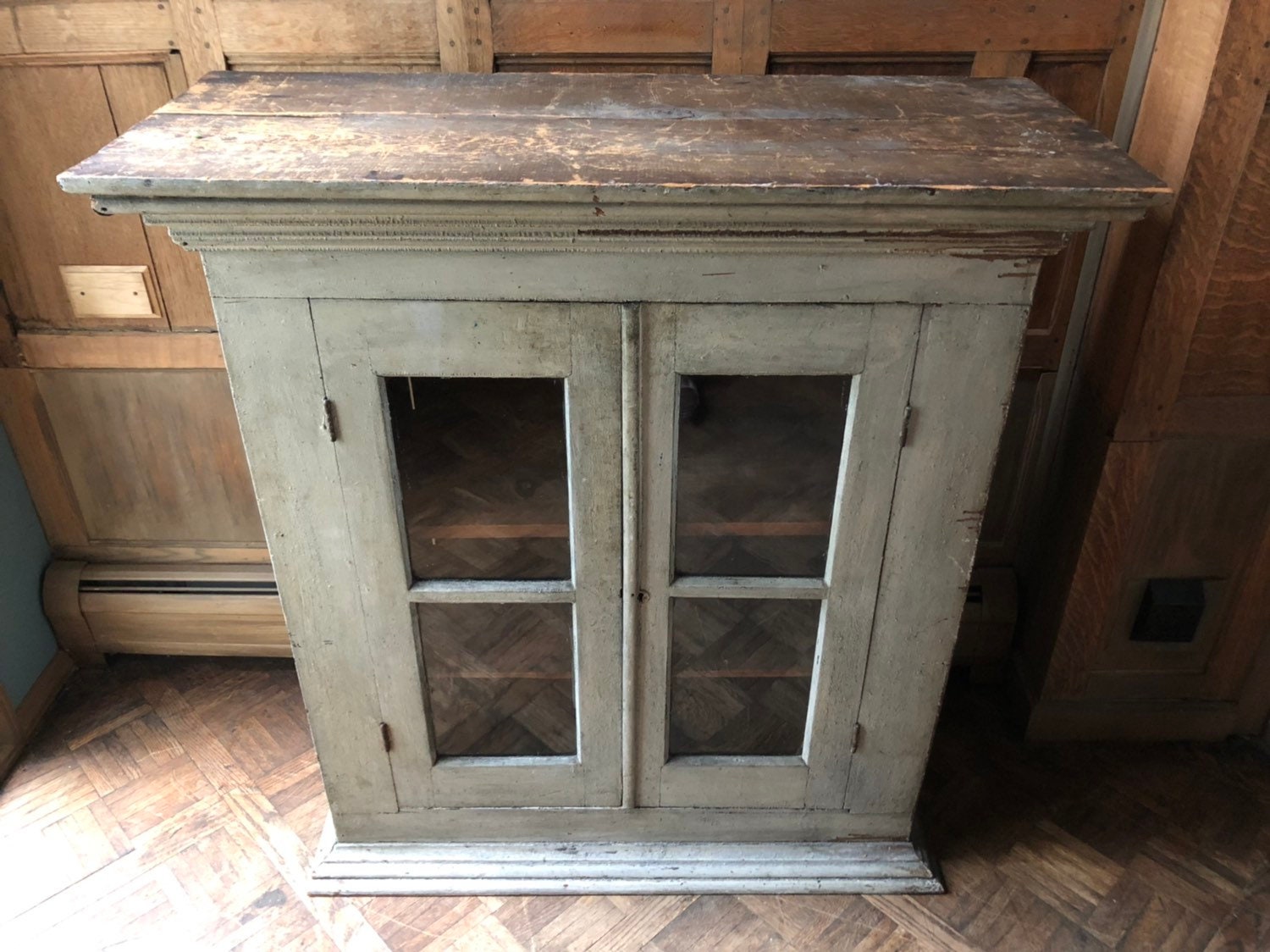 Primitive Farmhouse Cabinet Chippy Antique Cupboard Primitive