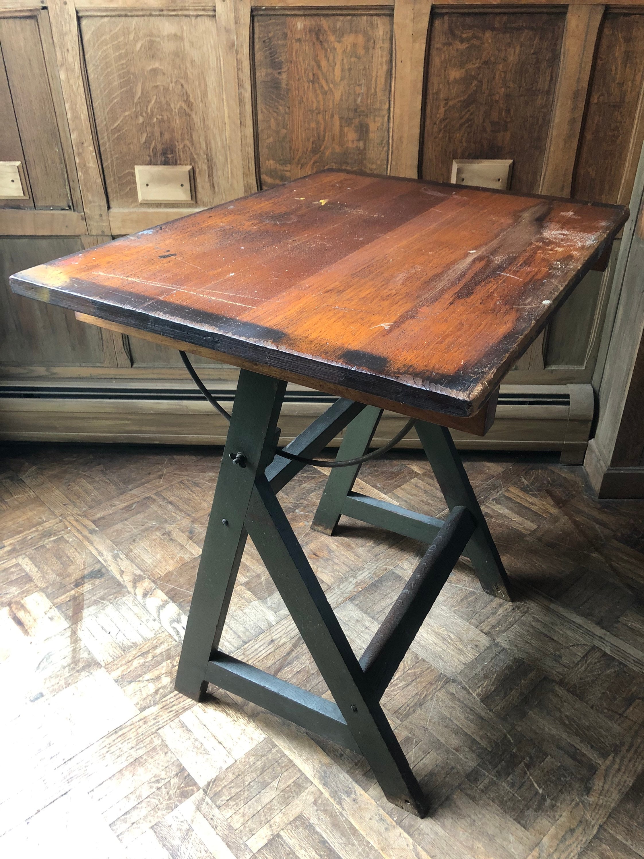 Small Antique Drafting Table, Artist Table, Vintage Kids Desk