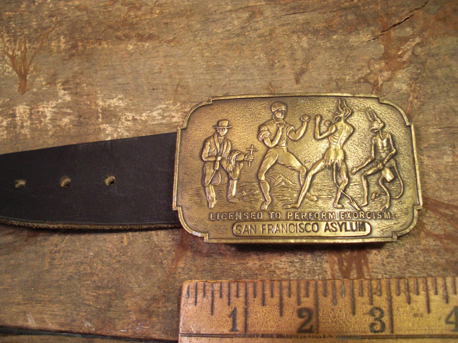 Vintage Brass Belt Buckle San Francisco Asylum Exorcism Etsy