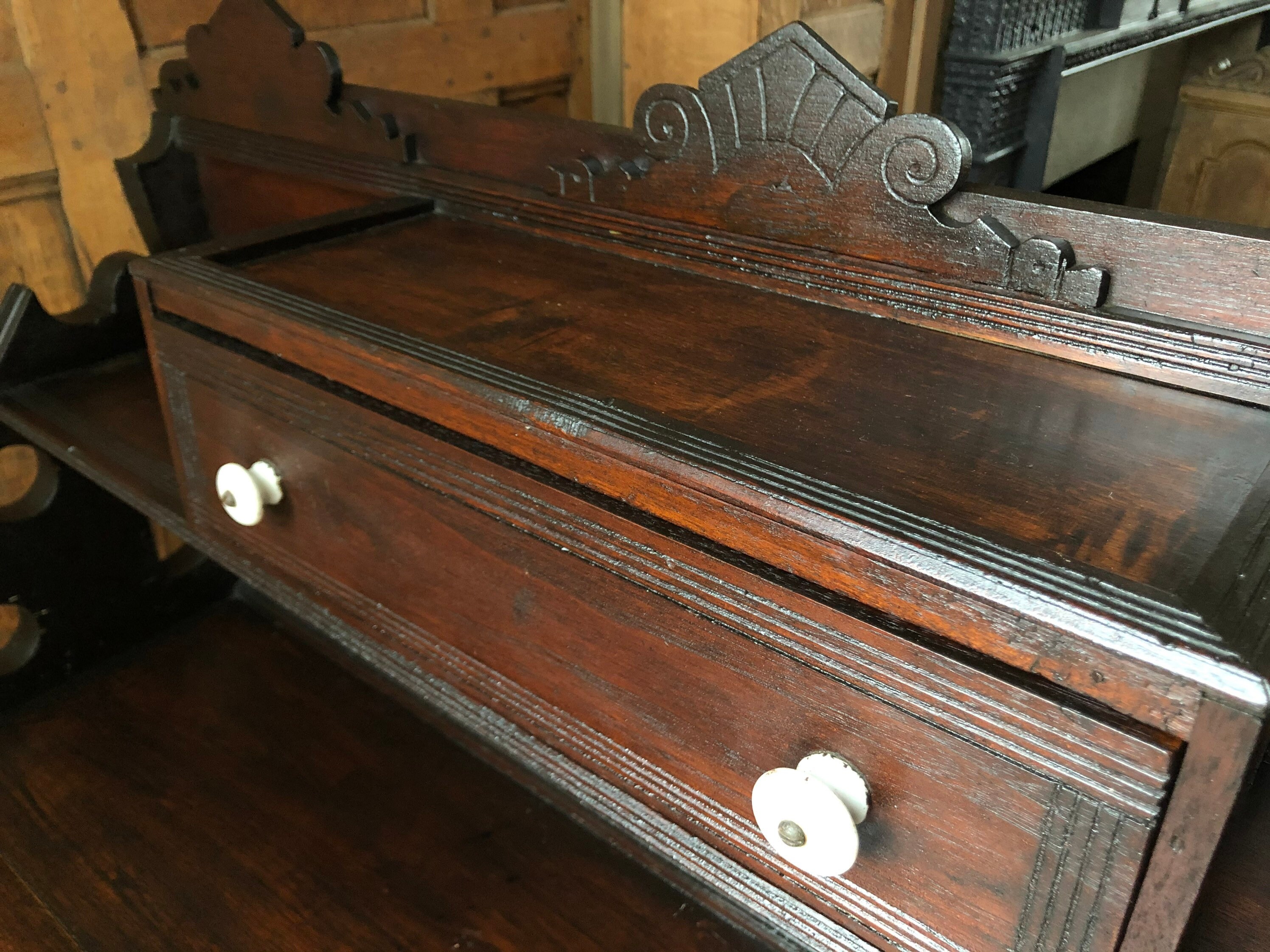 Antique Desk With Drawers, Primitive Wood Desk, Antique Handmade Desk