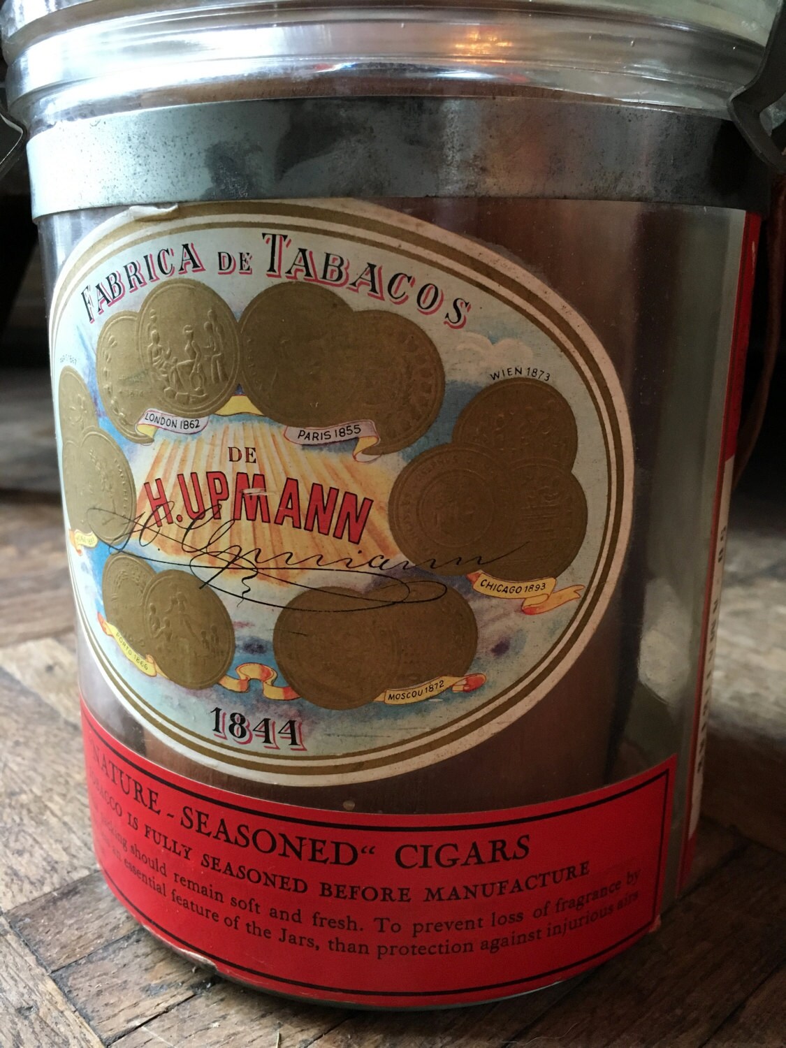 H. Upmann Glass Cigar Jar, Antique Glass Tobacco Jar, Cigar Jar with