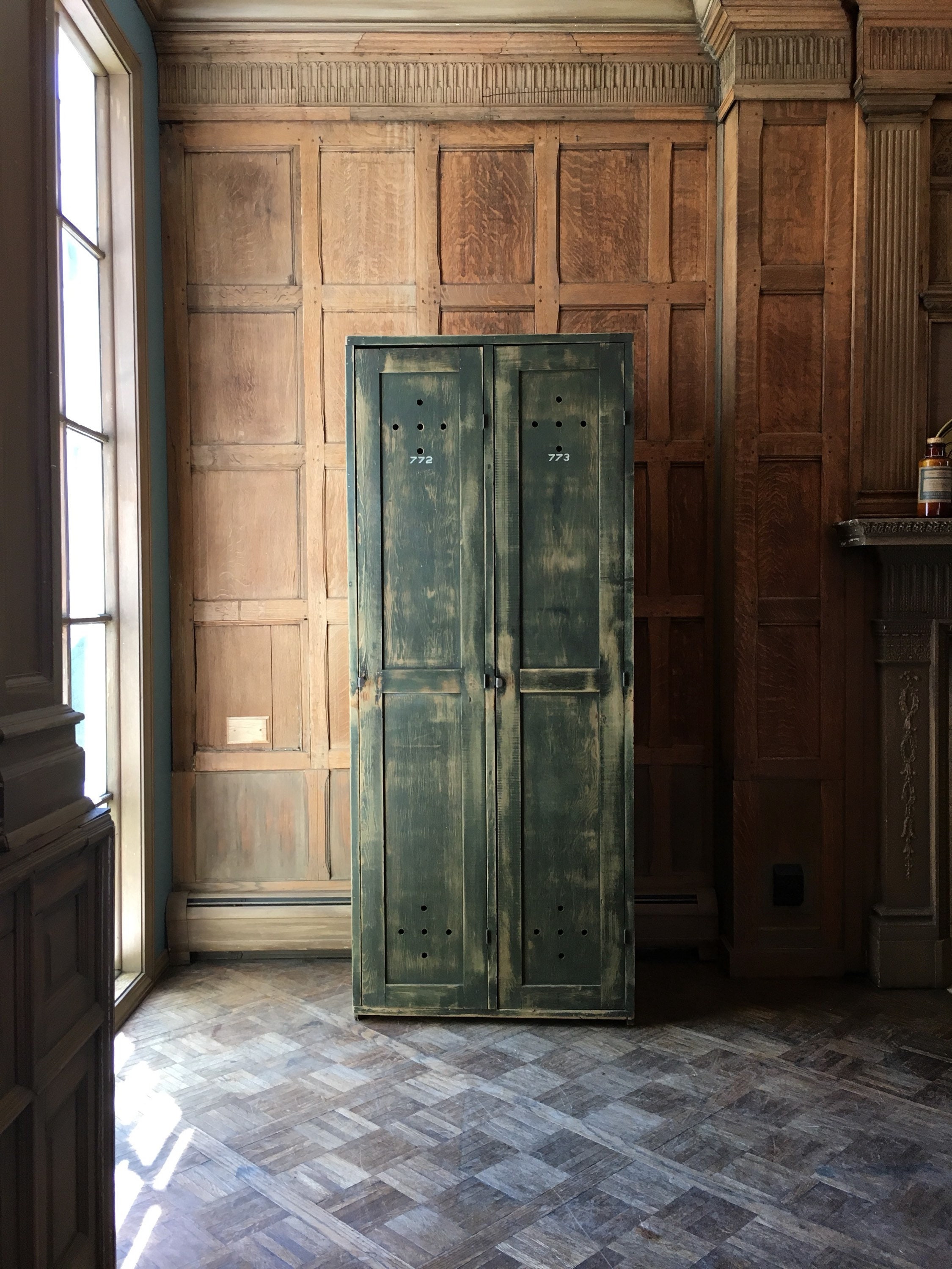 Antique Wood Lockers, Set of 2 Lockers, Mudroom Lockers, Entryway