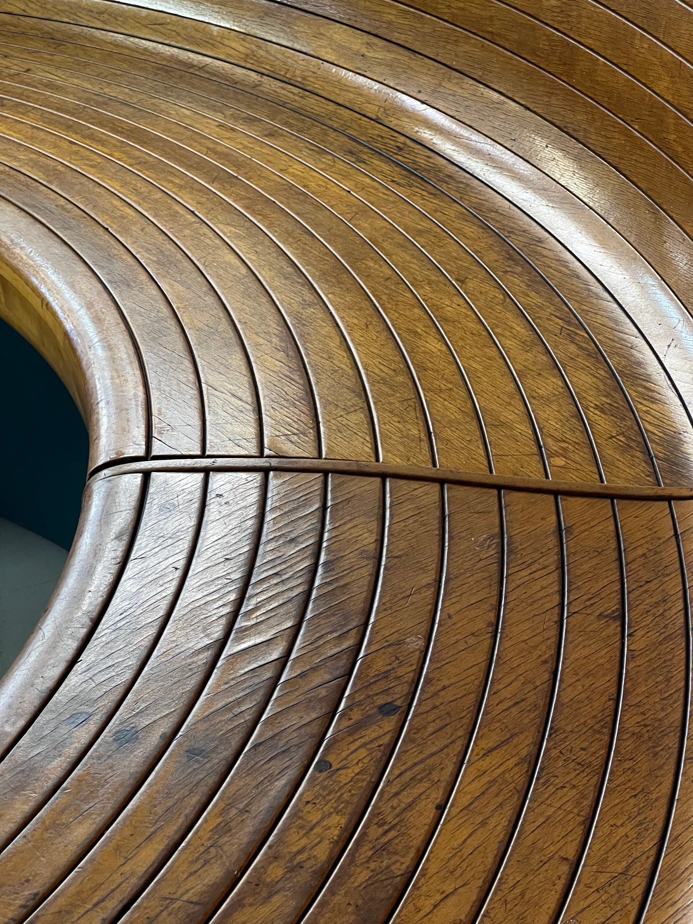 Antique Brunswick Bowling Alley Bench, Large UShape Maple Bowling