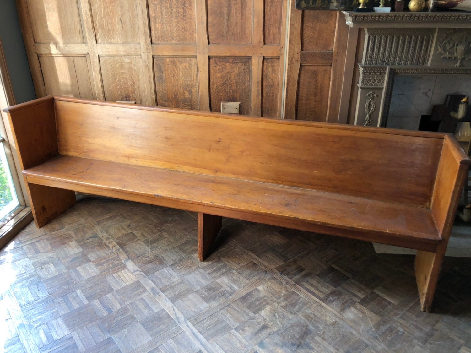 RESERVED - Antique Primitive Church Pew Bench, LARGE 8 Foot Entryway