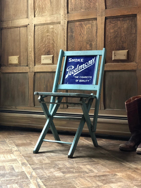 Antique Piedmont Cigarettes Porcelain Sign Advertising Chair