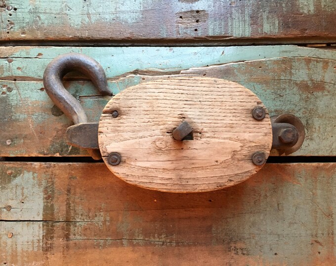 Antique Pulley Wood Pulley Wheel Wood Block and Tackle Etsy