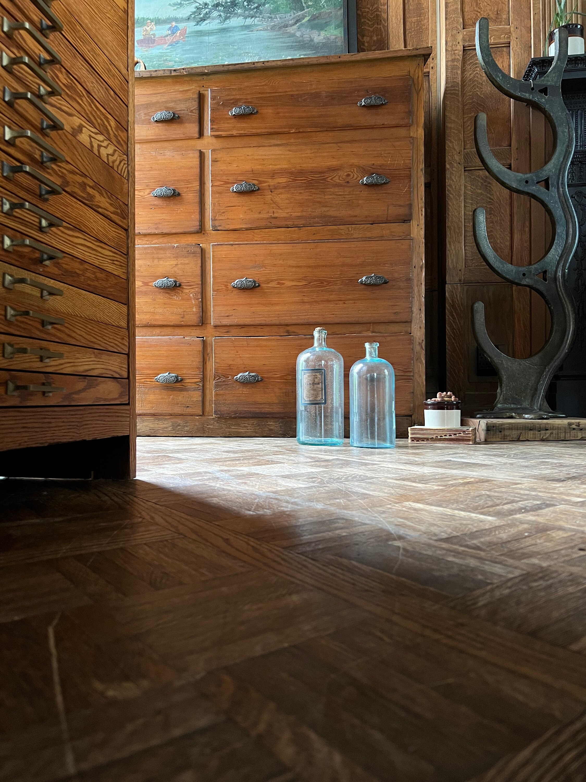 LARGE Antique Apothecary Jars, Pair Of Blue Glass Apothecary Jars, 1