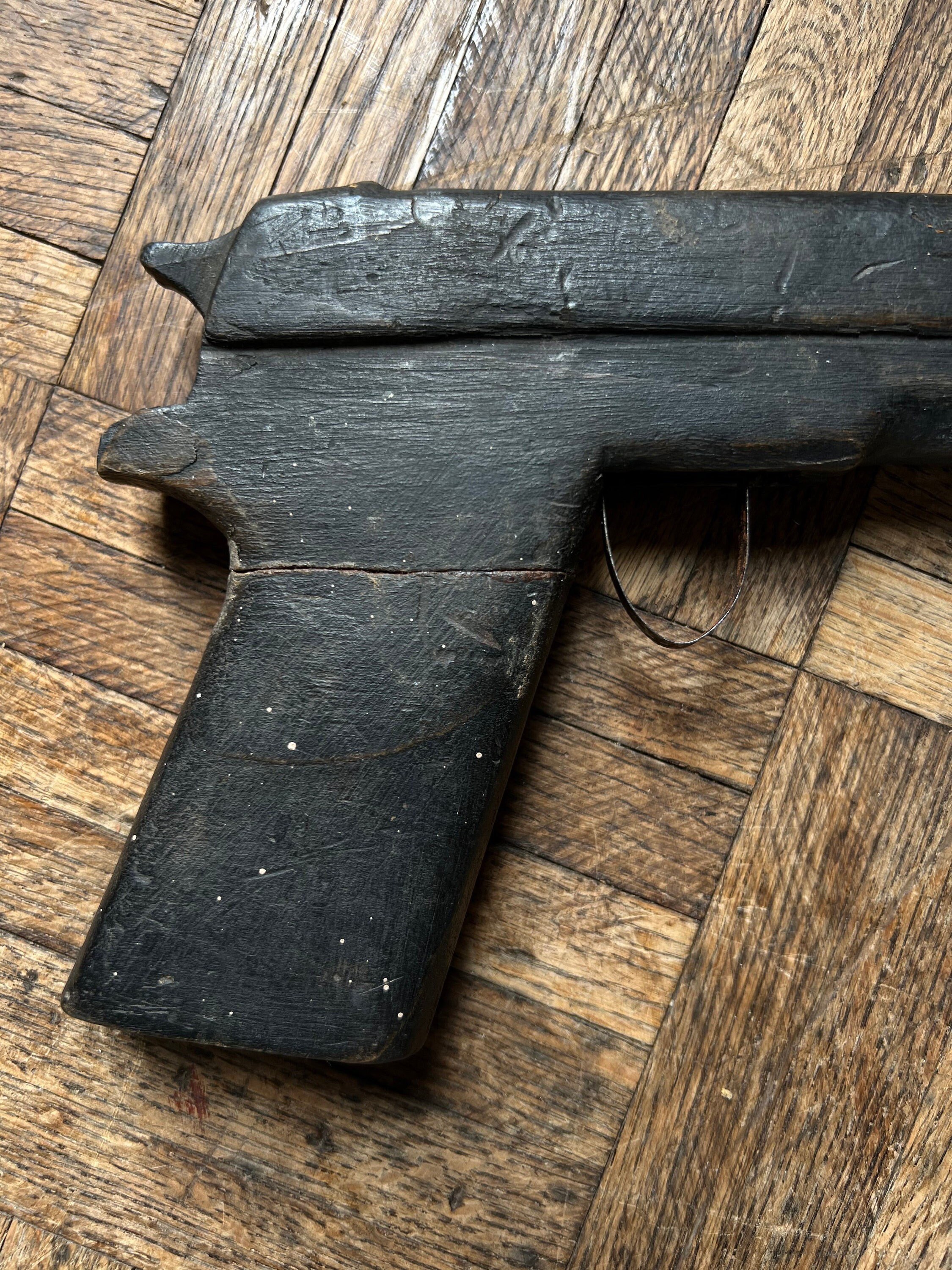 Antique Wood Toy Gun, Wooden Gun, Toy Hand Gun, Toy Pistol, Prop Gun