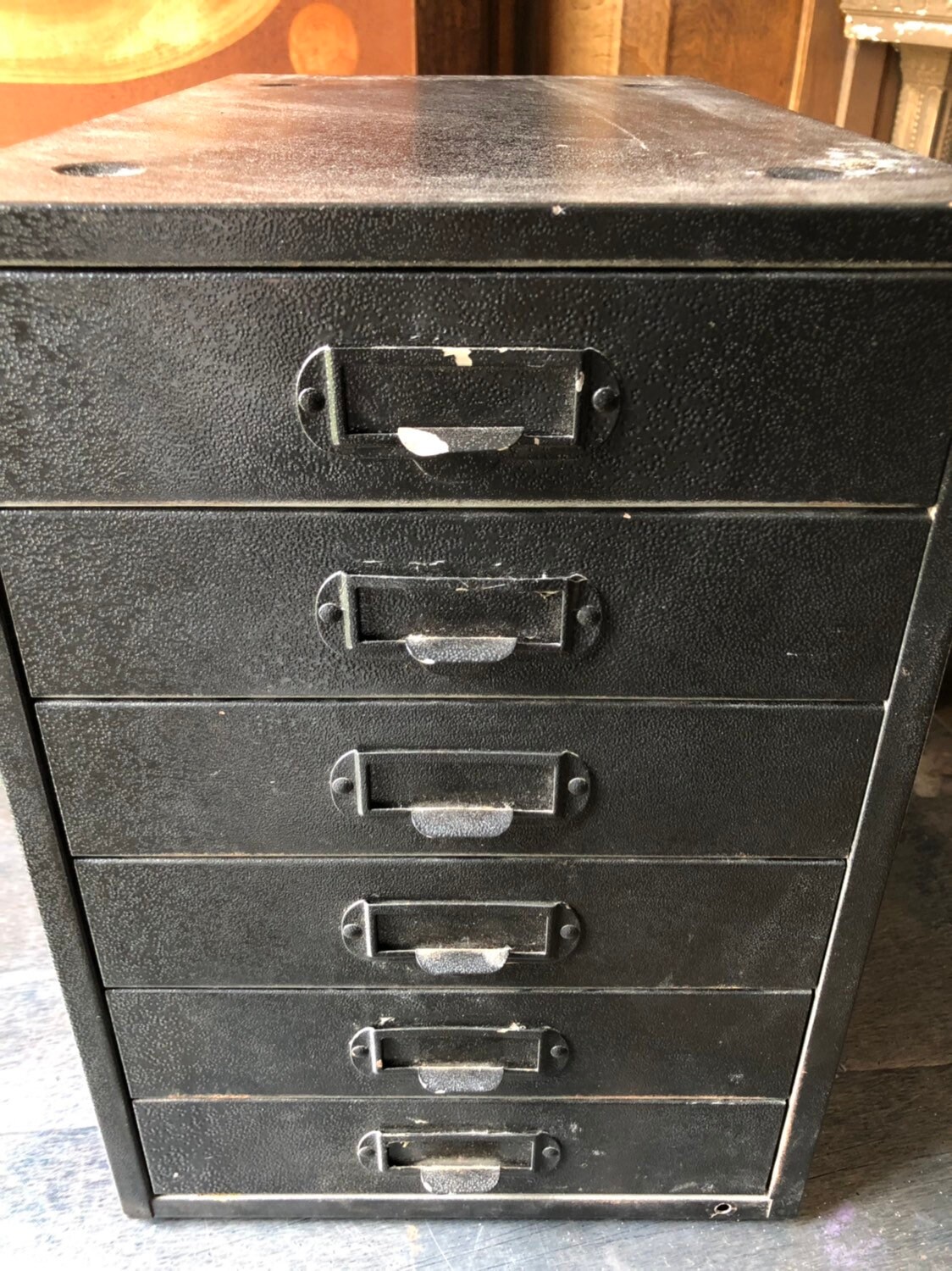 Vintage Metal Drawer Unit, Metal Parts Bin, Black Metal Drawers, Desk
