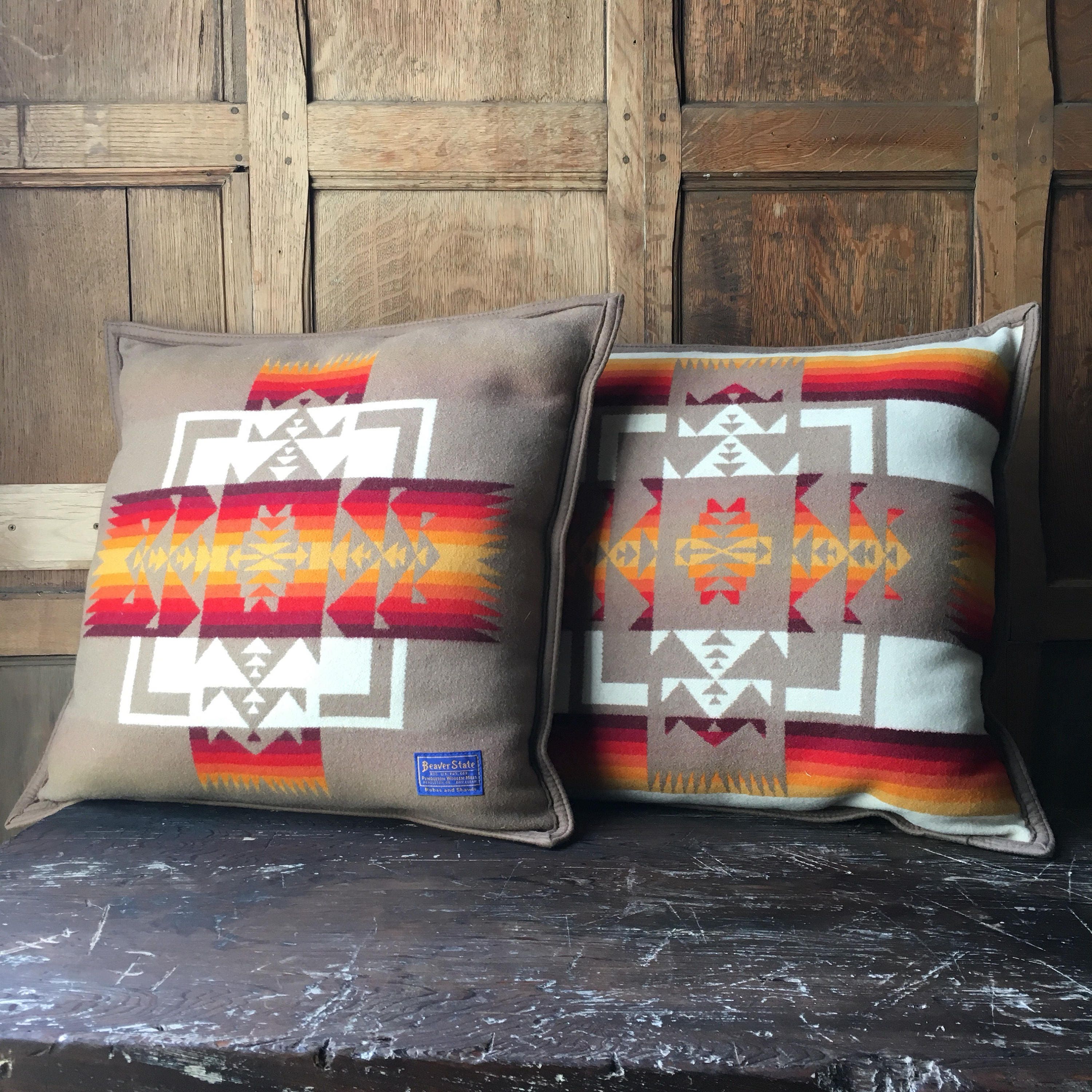 Original Vintage Beaver State Pillows, Chief Joseph Pattern