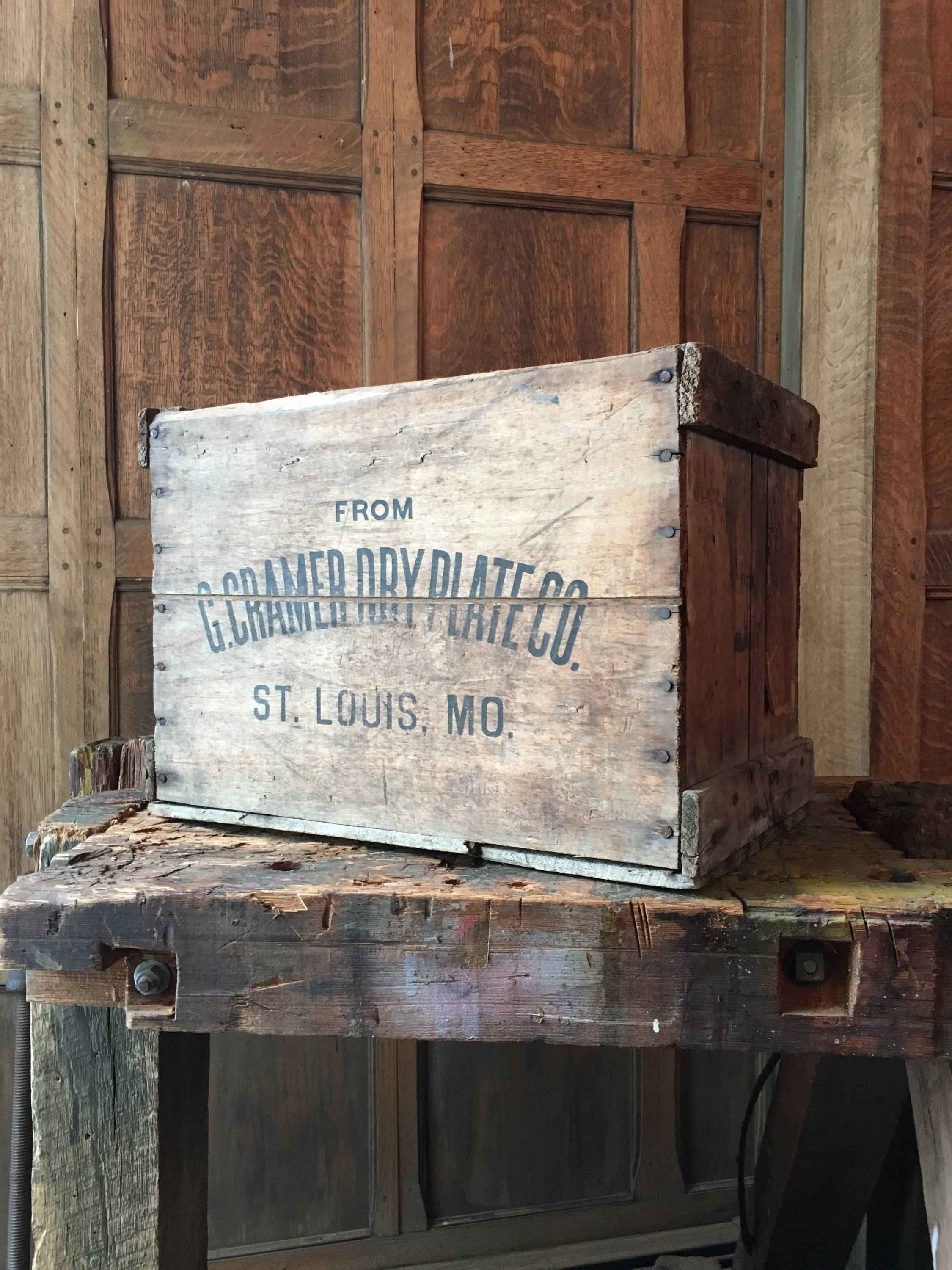 Vintage Wood Crate, G. Cramer Dry Plate CO, St. Louis, Missouri, Record Storage, Vinyl Storage ...