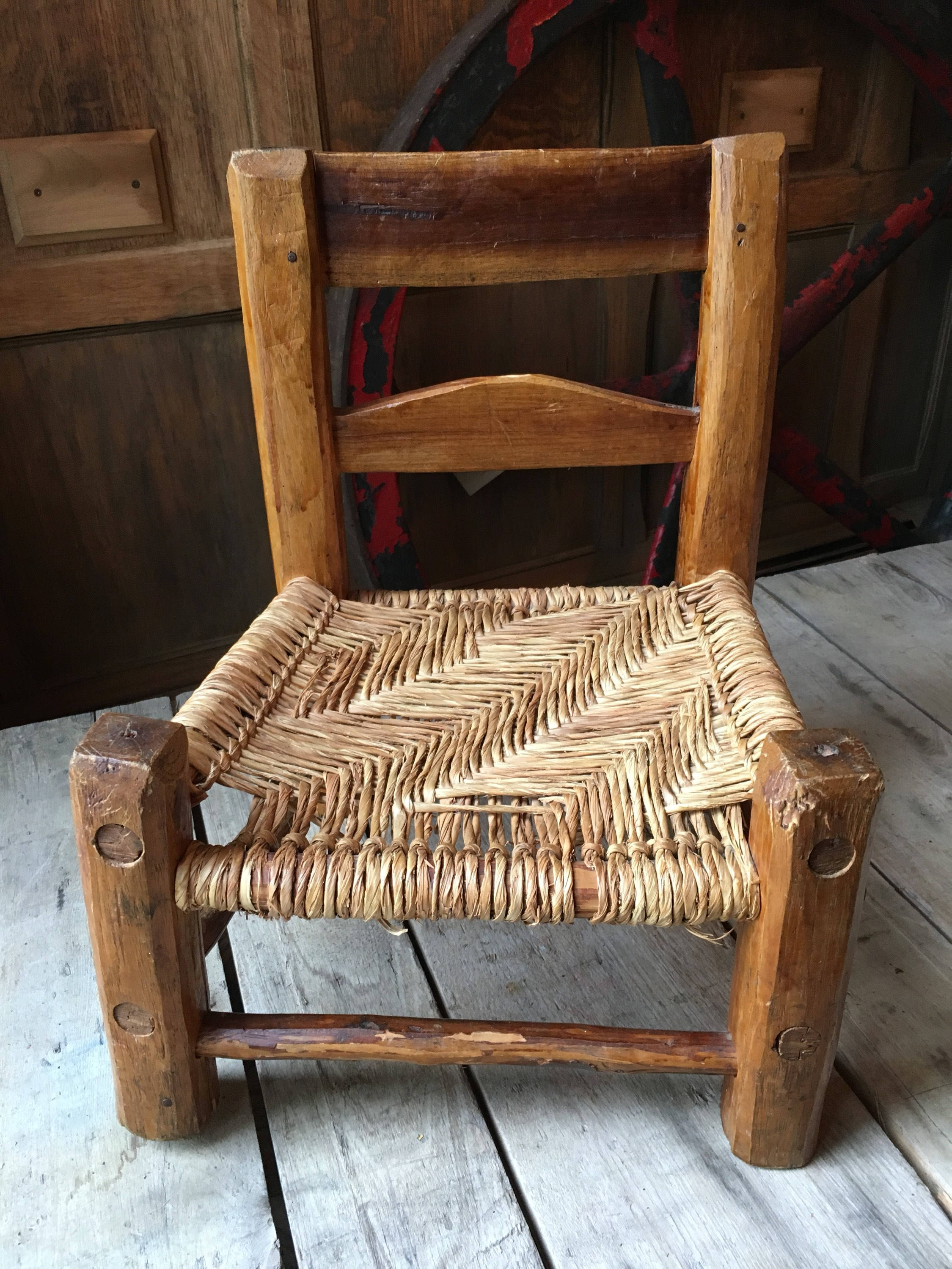 Small Handmade Wood Chair With Woven Seat, Childrens Chair