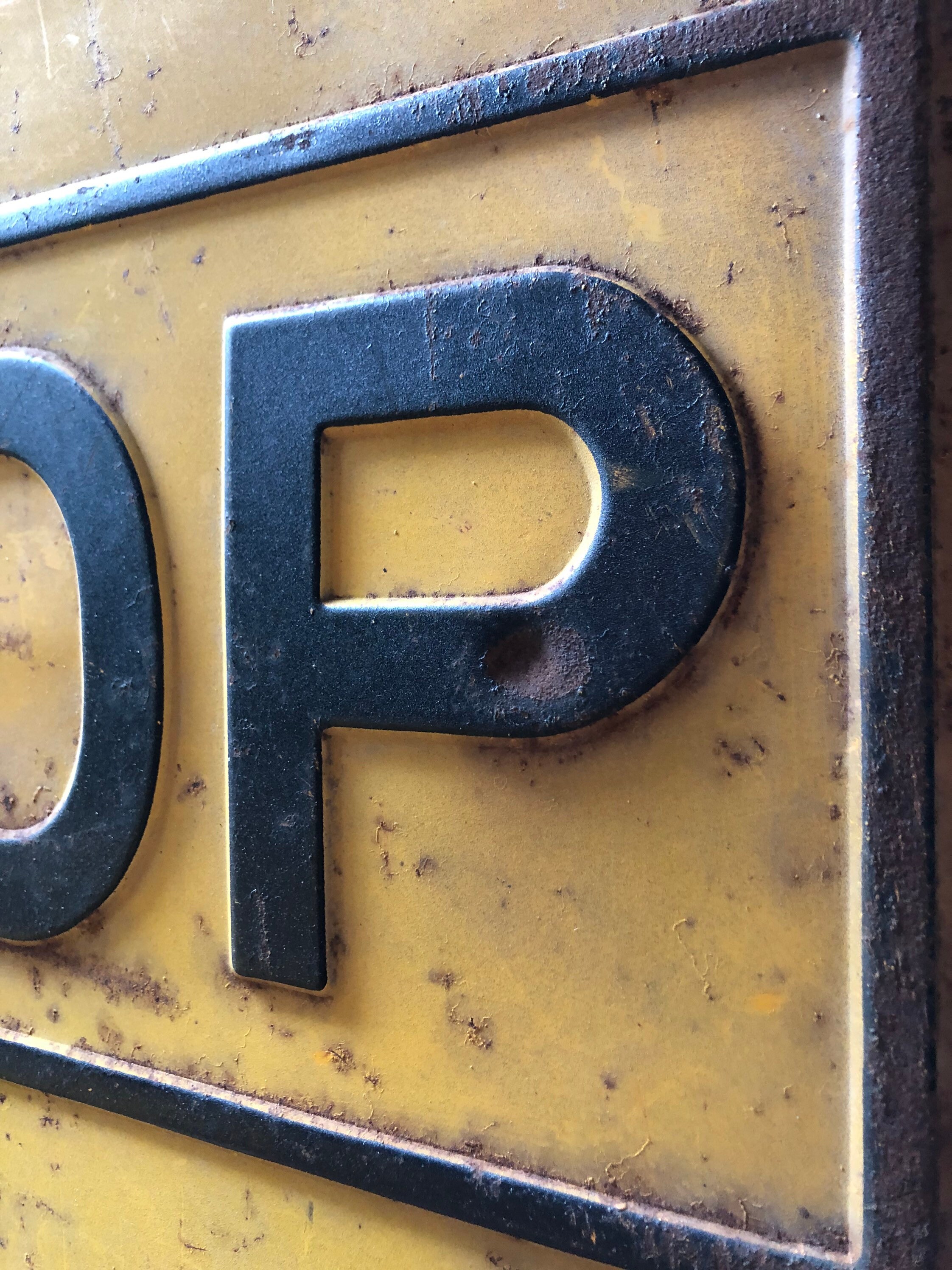 Pair Of 1940s Yellow Stop Signs, 24” Stop Sign, Vintage Stop Sign, Road