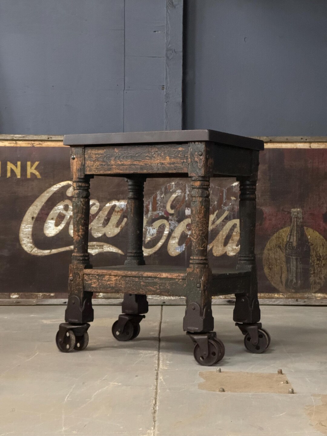 Antique Turtle Table on Casters - Etsy