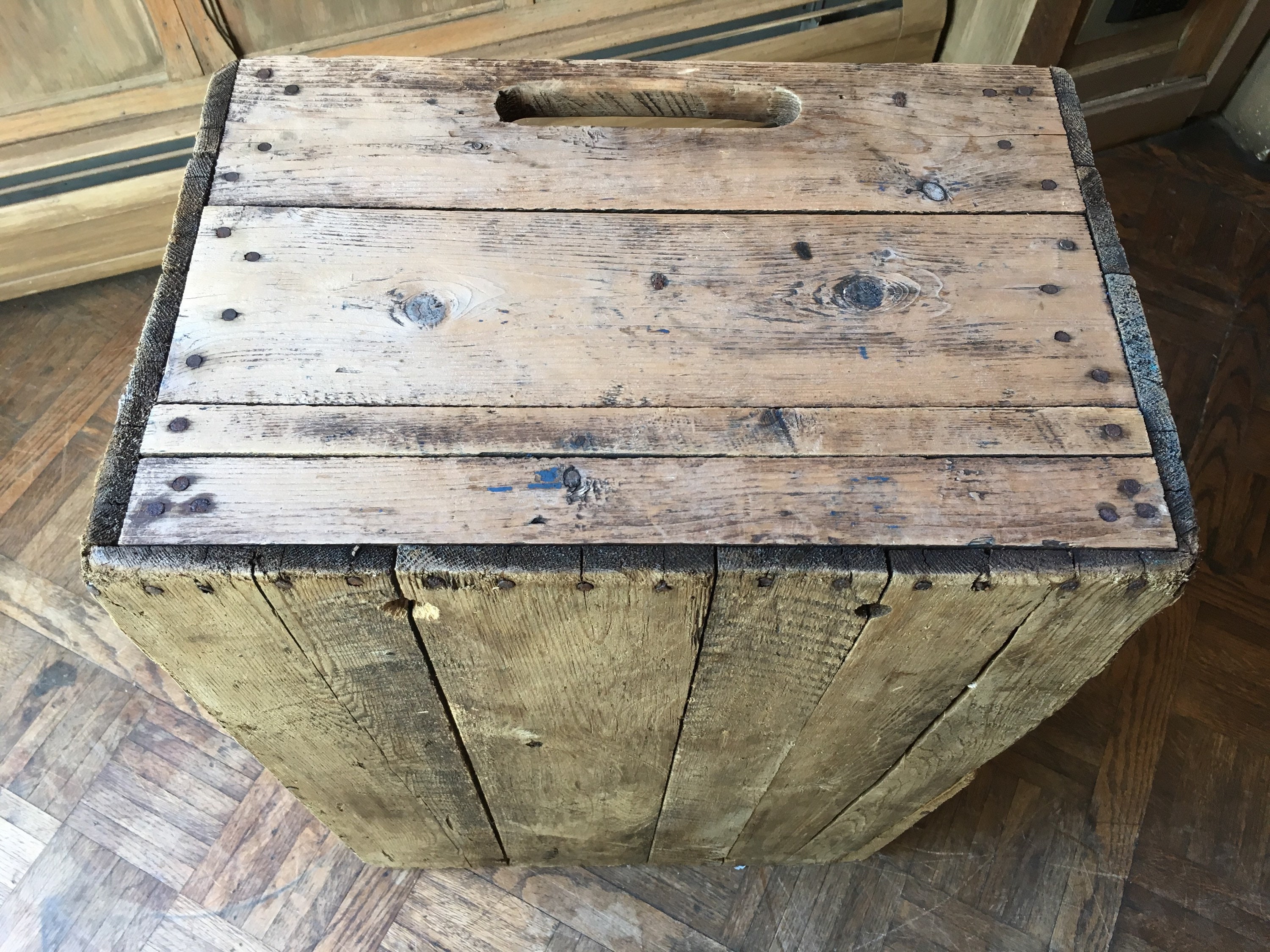 Large Wood Shipping Crate, Rustic Industrial Wood Storage, Decorative