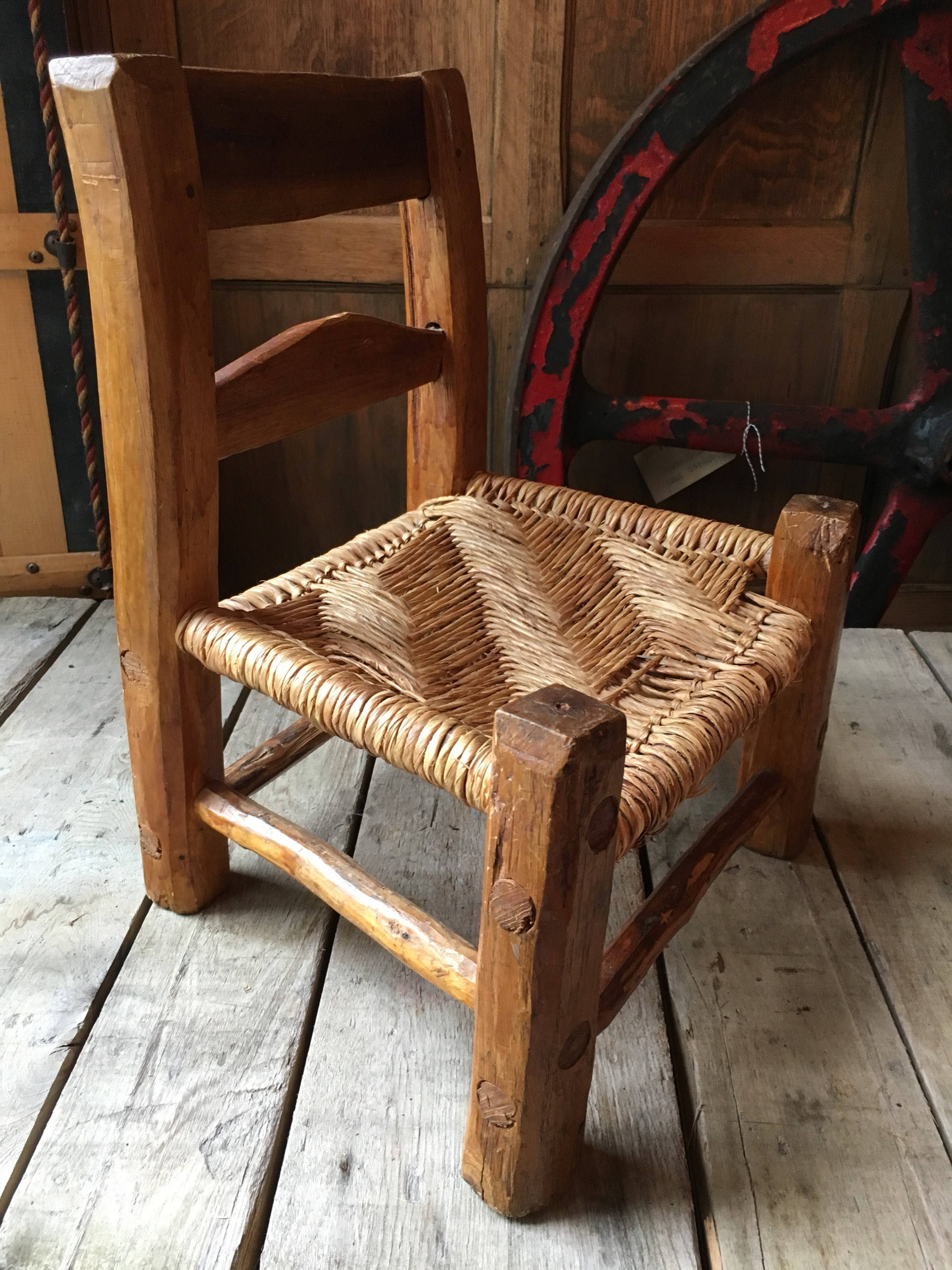 Small Handmade Wood Chair With Woven Seat, Childrens Chair, Kids Room