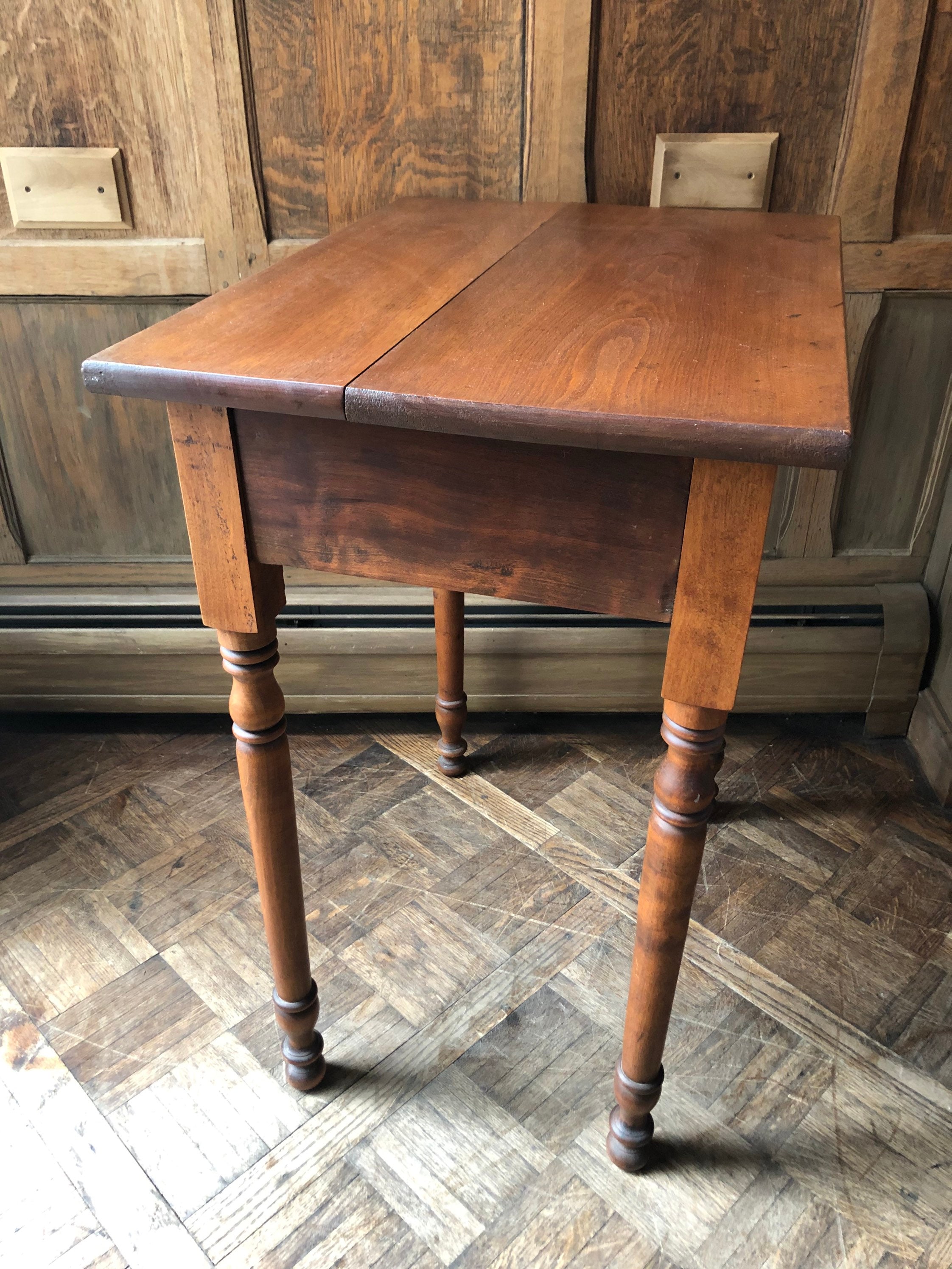 Antique Side Table, Small Primitive Table, Rustic Wood End Table With