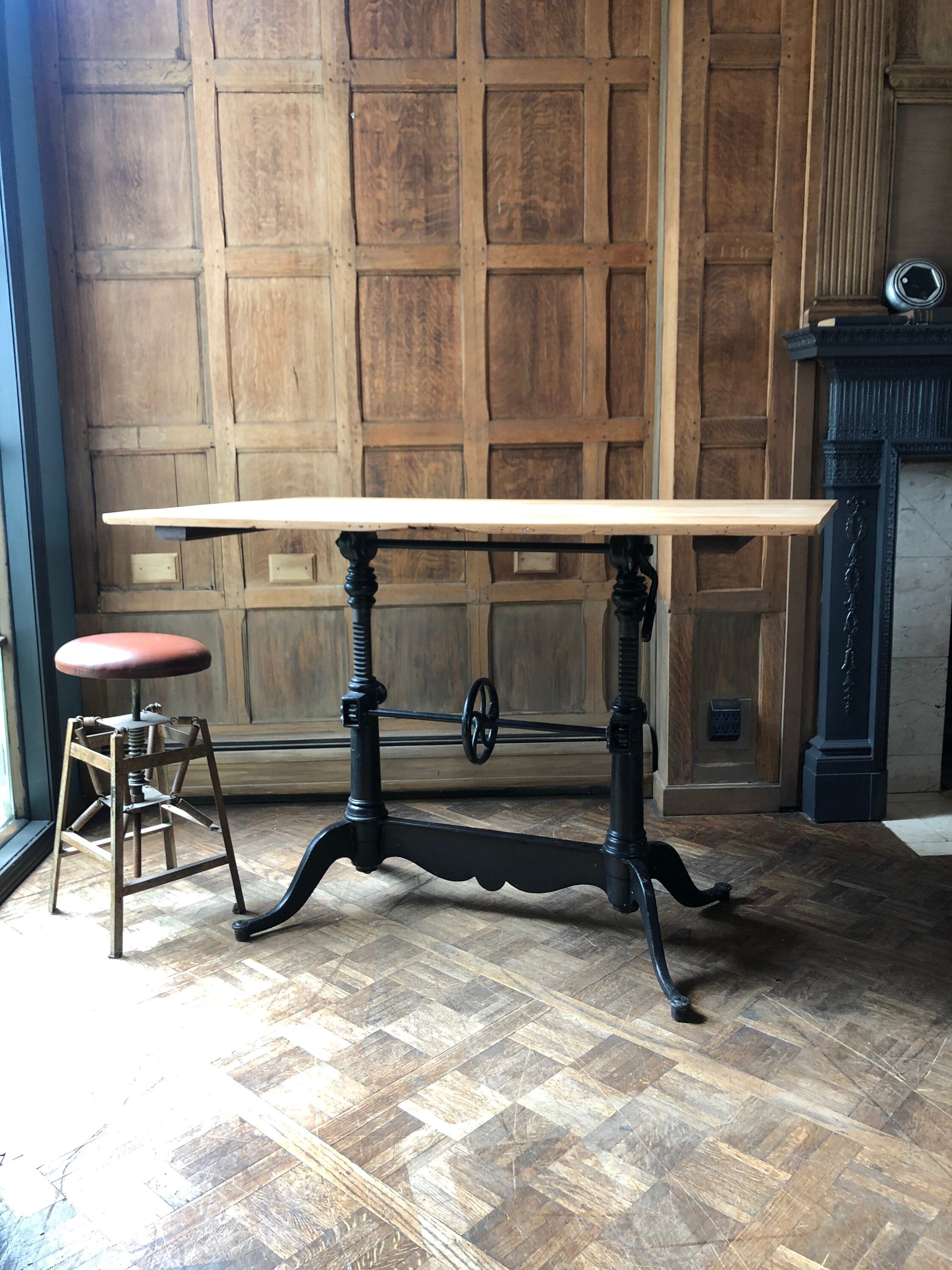 Antique Cast Iron Drafting Table, Industrial Dining Desk ...