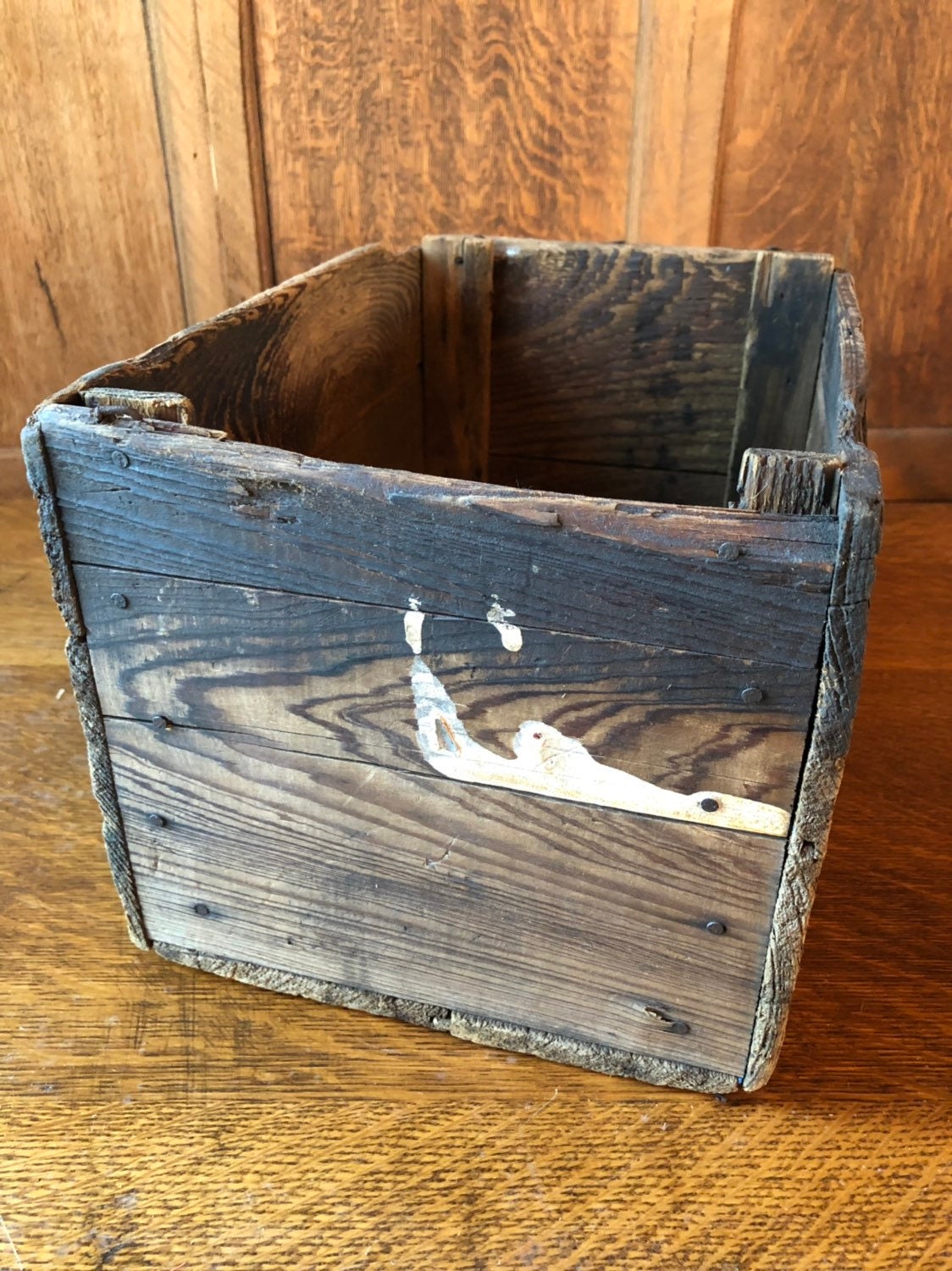 Small Rustic Wood Crate, Emerson Electric Shipping Crate, Vintage